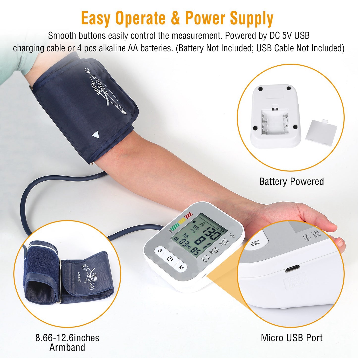 Digital Arm Blood Pressure Monitor LCD Digital Heart Beat BP Gauge Health Test