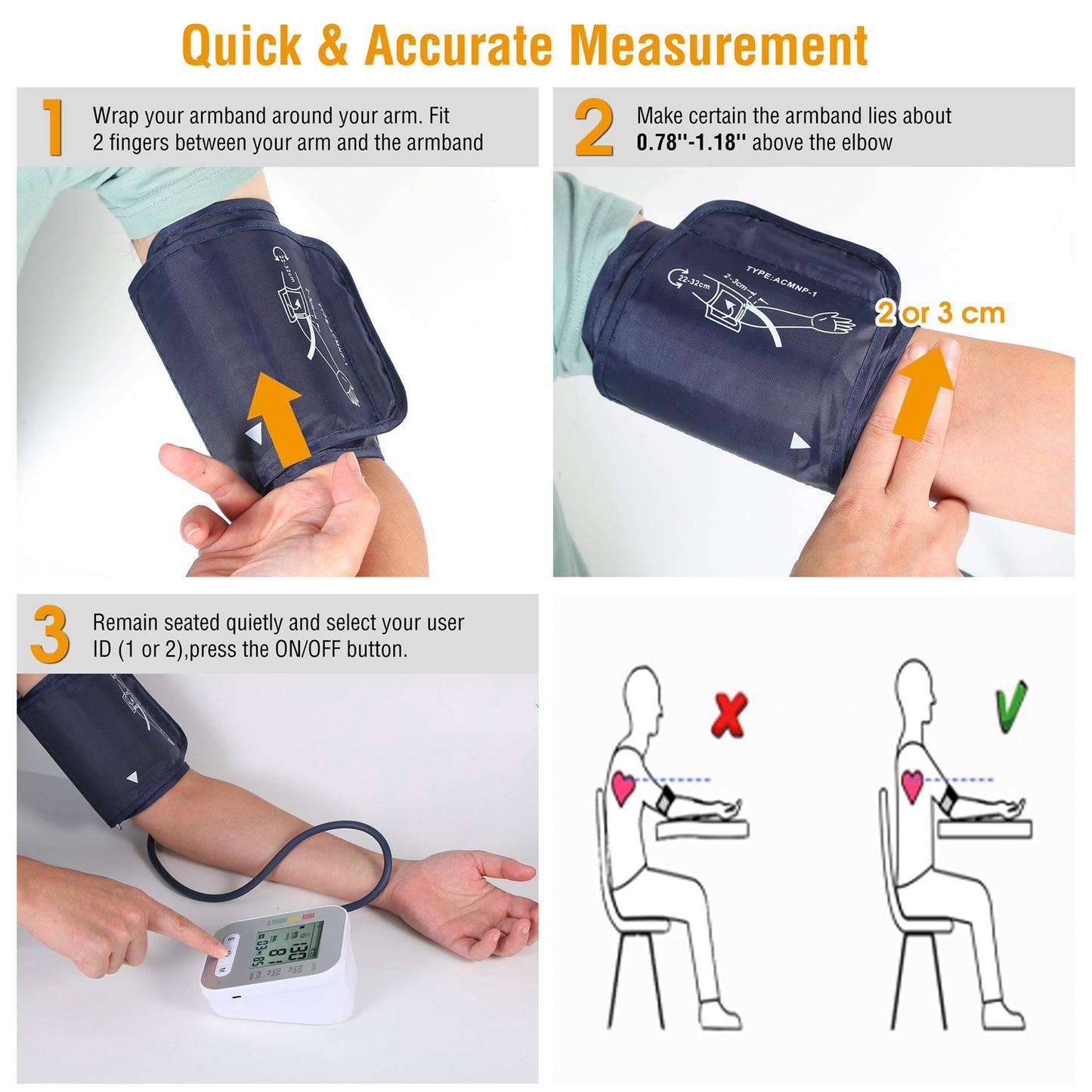 Digital Arm Blood Pressure Monitor LCD Digital Heart Beat BP Gauge Health Test