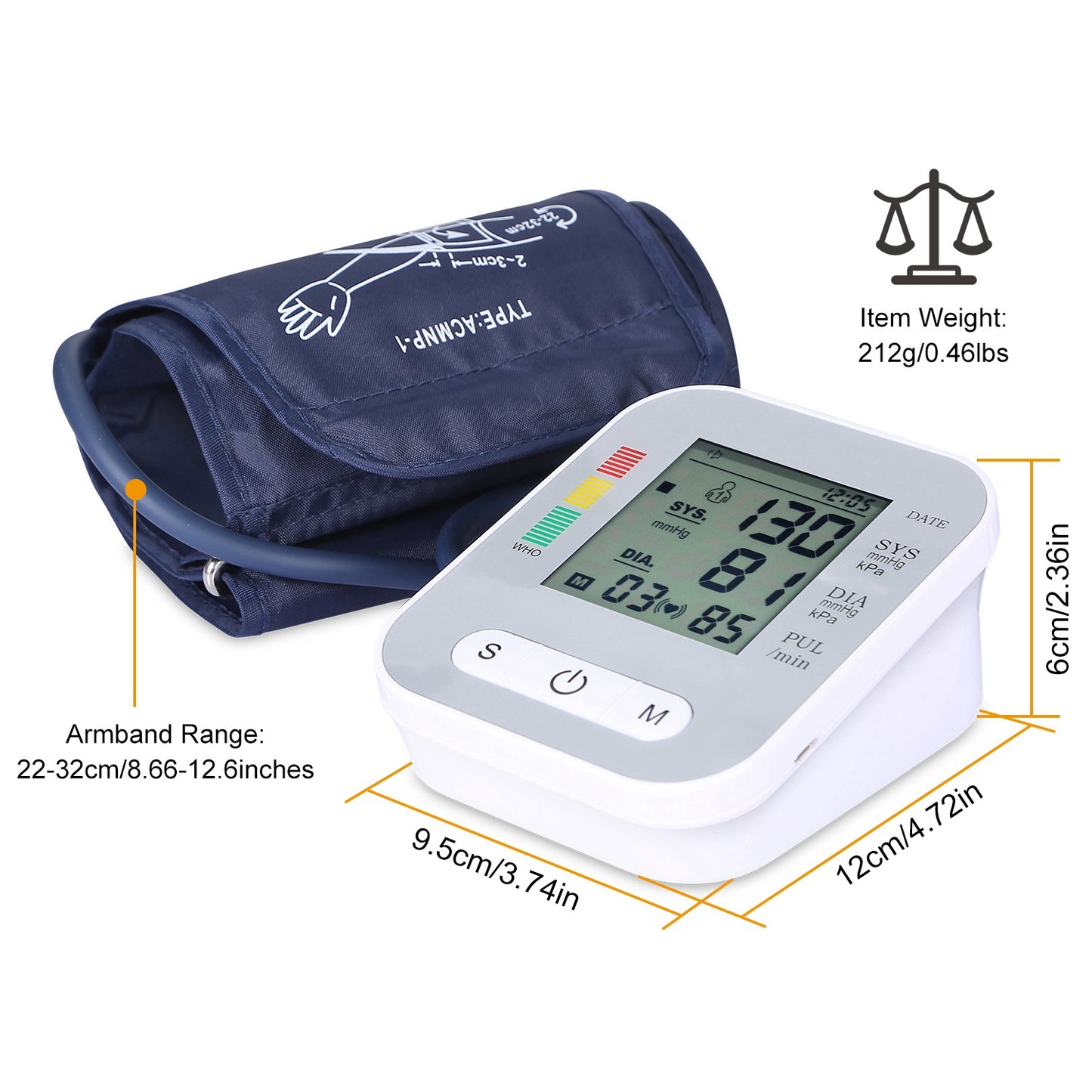 Digital Arm Blood Pressure Monitor LCD Digital Heart Beat BP Gauge Health Test
