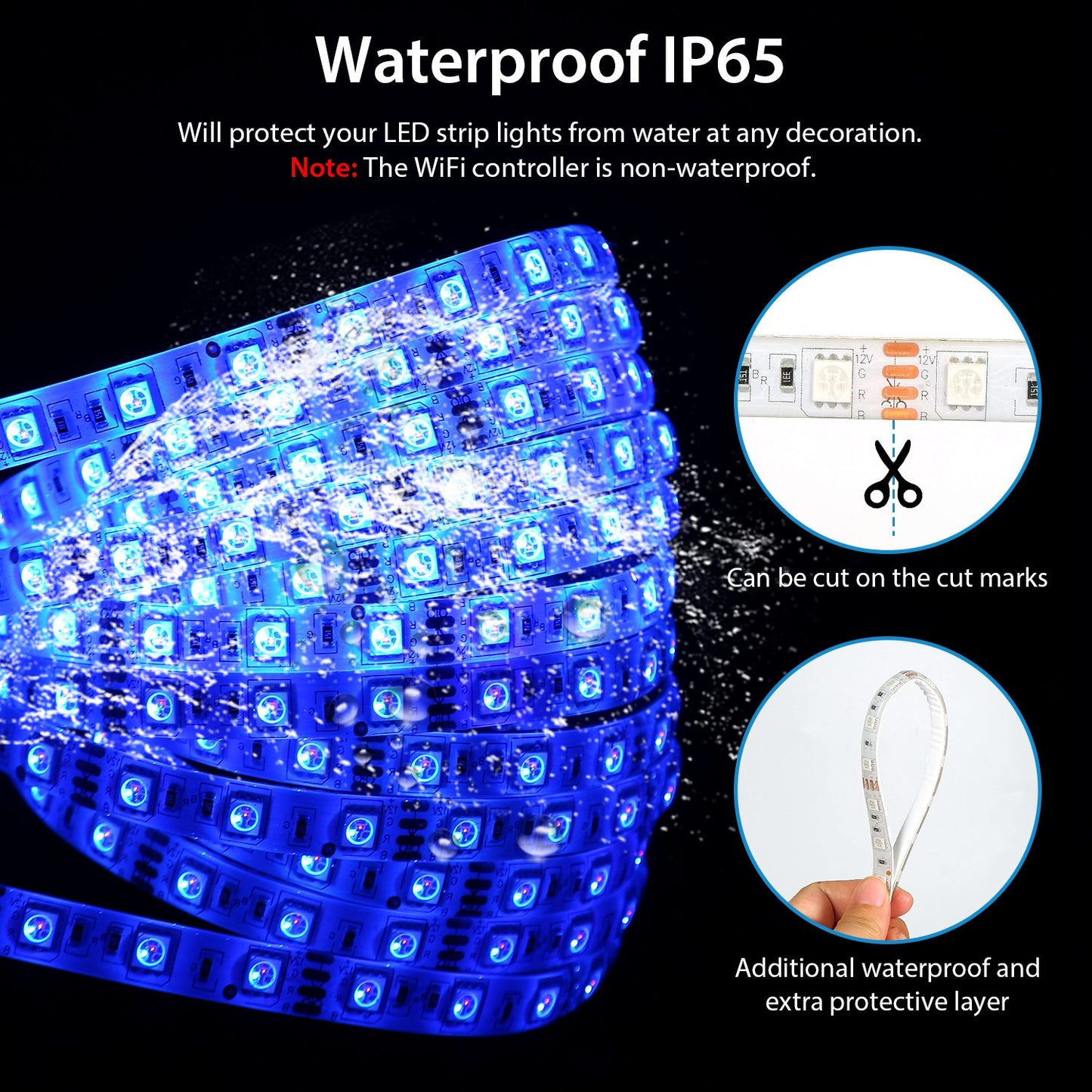 16.4FT 300 LEDs SMD5050 RGB Color Changing WiFi Smart LED Light