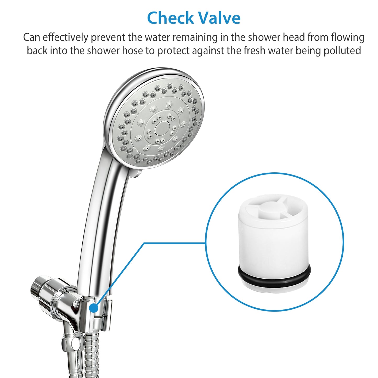Handheld Shower Head Stainless High Pressure 5 Spray Settings Massage Spa Showerhead