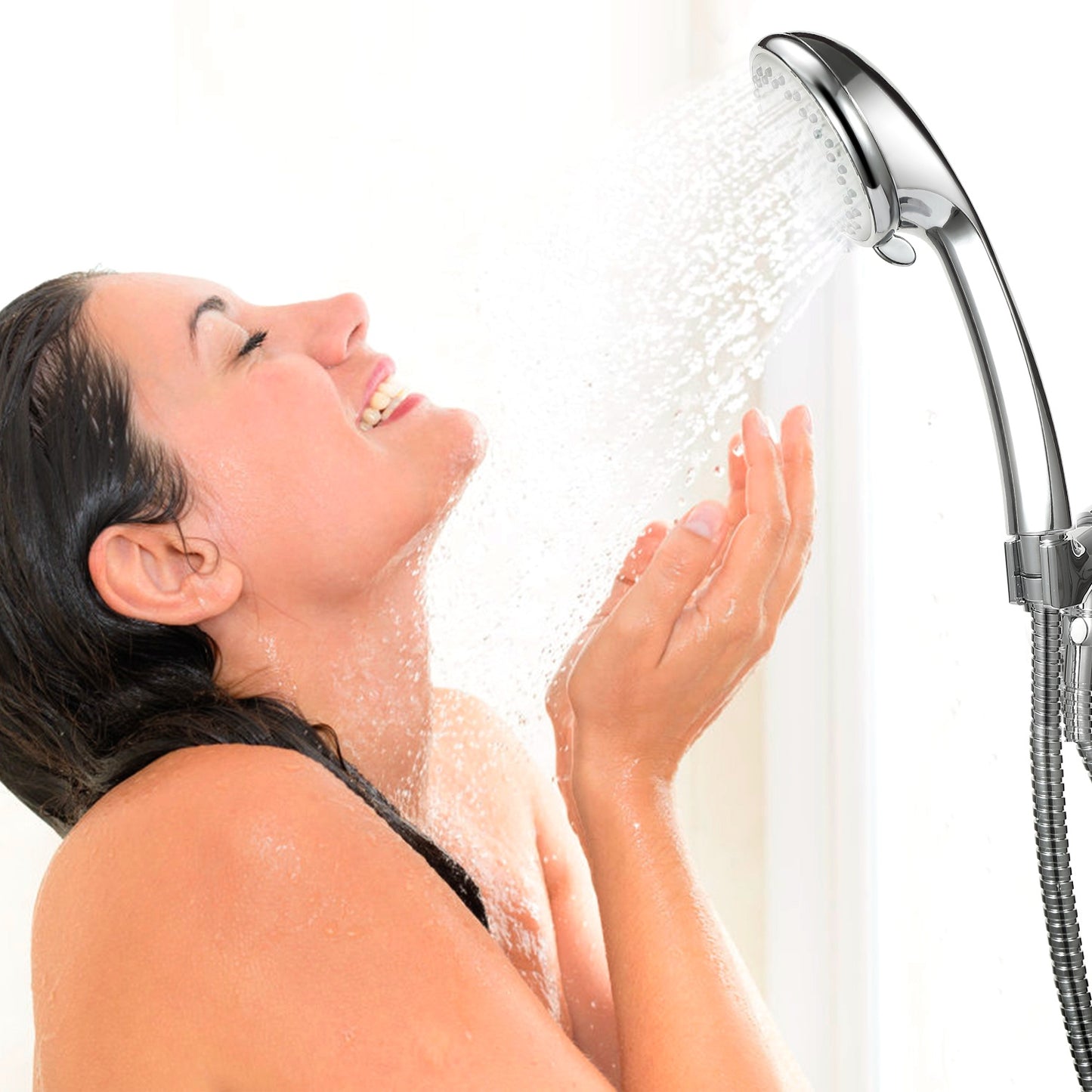 Handheld Shower Head Stainless High Pressure 5 Spray Settings Massage Spa Showerhead
