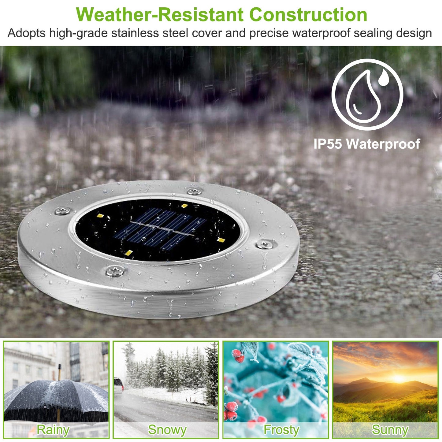 4pcs Solar Ground Light Waterproof Buried Light In-Ground Path Deck Lawn Patio Light