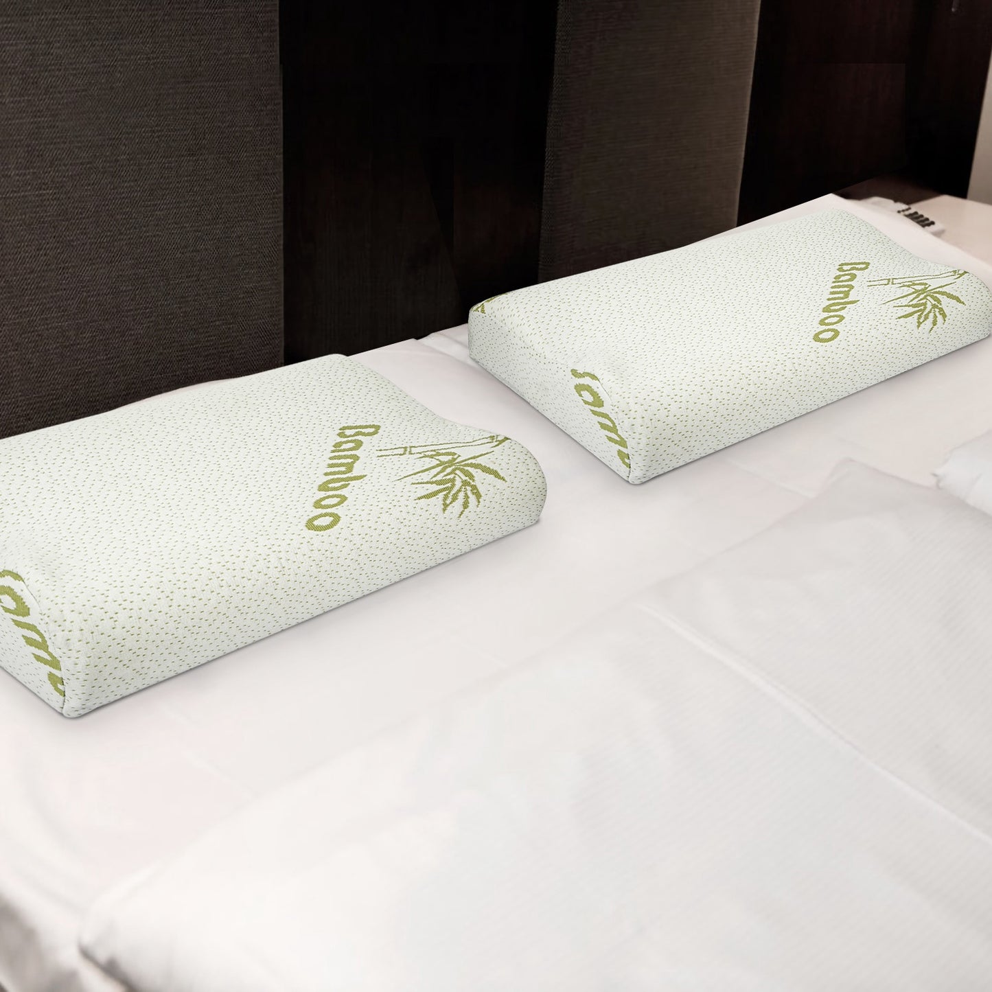 Bamboo Memory Foam Sleep Pillow Contoured Orthopedic Pillow