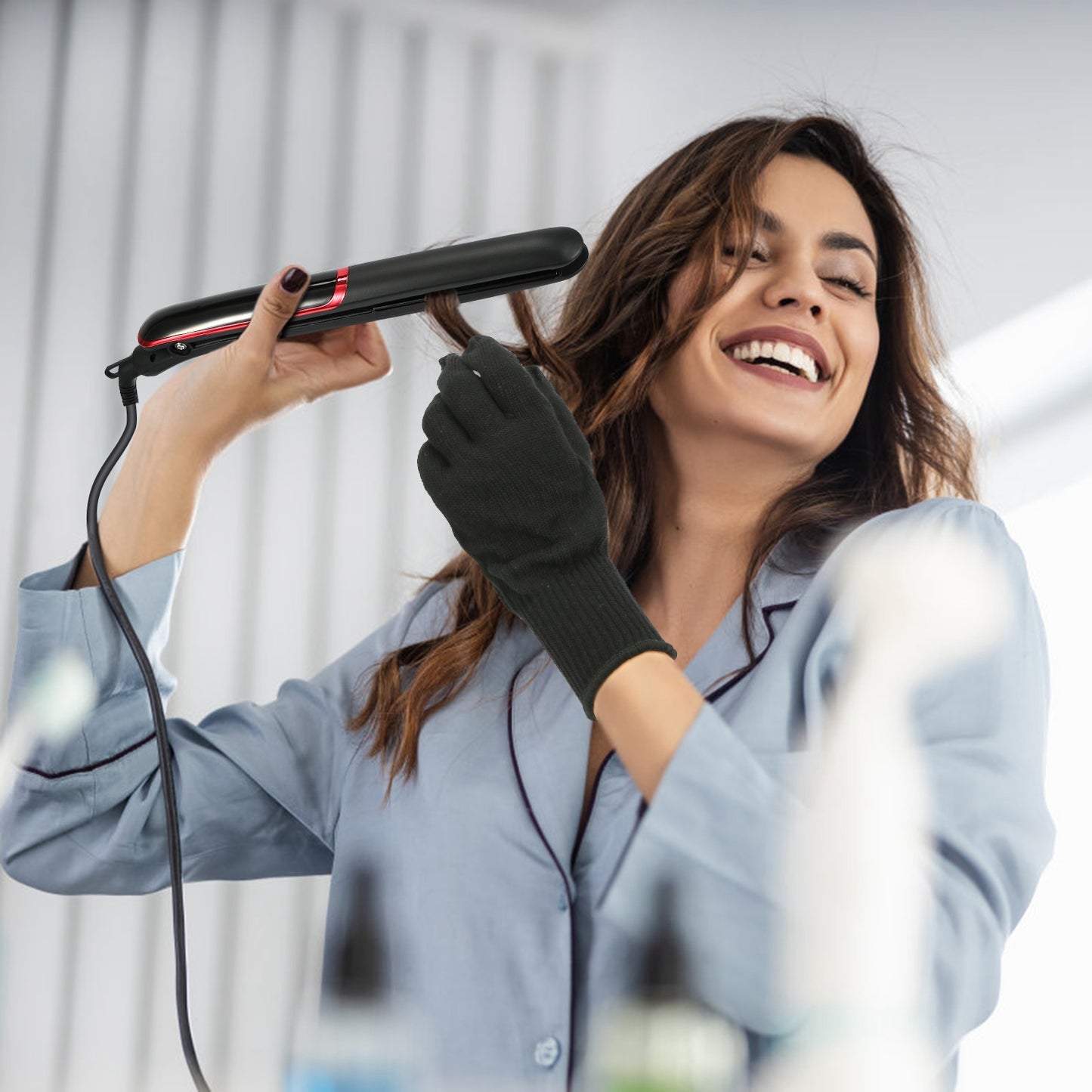 Hair Straightener Curling Iron 2 In 1 Twist Hair Straightener Ceramic Plate Hair Curler