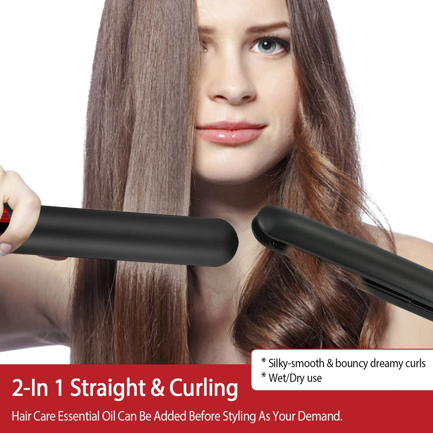 Hair Straightener Curling Iron 2 In 1 Twist Hair Straightener Ceramic Plate Hair Curler
