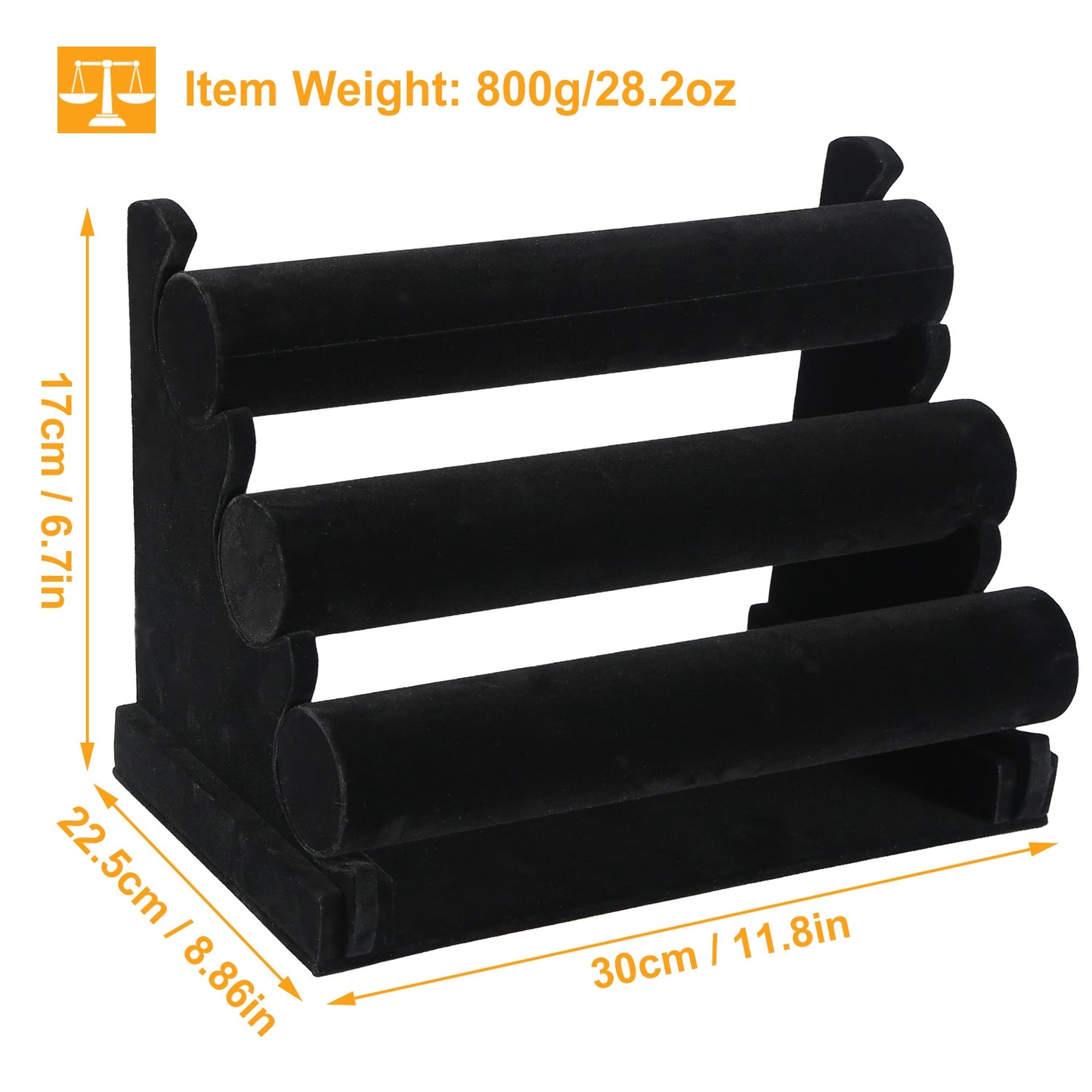 3-Tier Velvet Jewelry Stand Removable Bracelet Holder