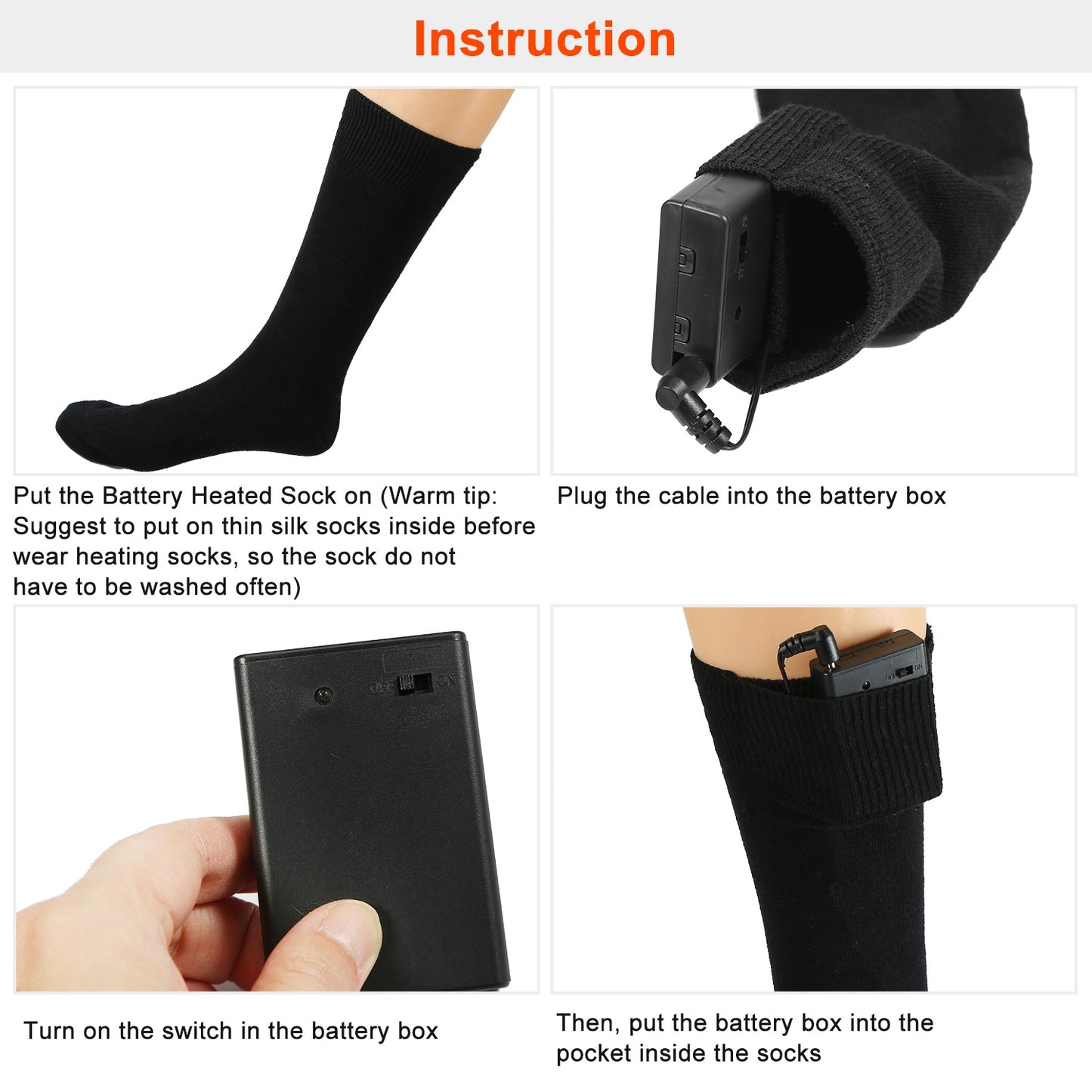 Unisex Electric Heated Socks Rechargeable Battery Heated Socks