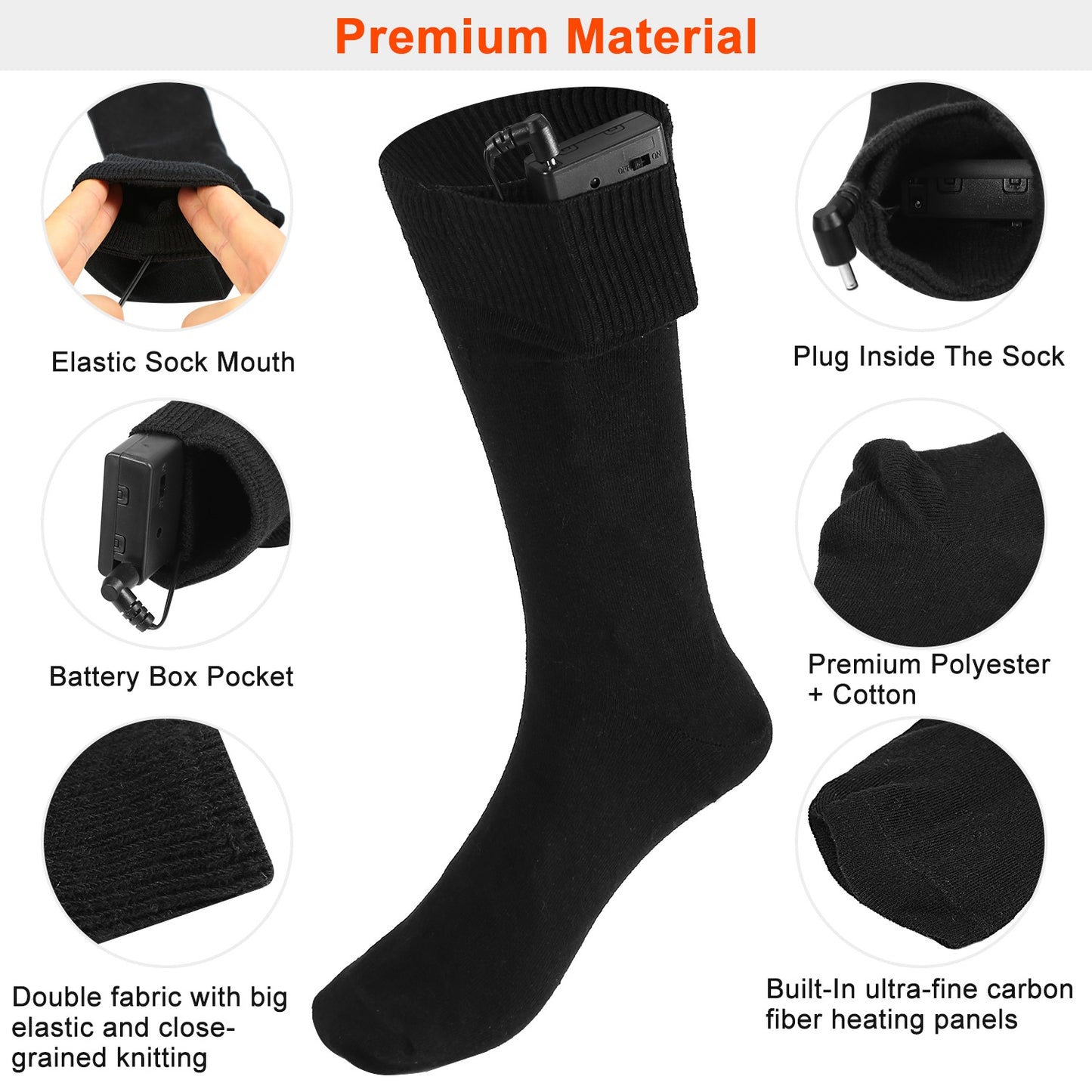 Unisex Electric Heated Socks Rechargeable Battery Heated Socks