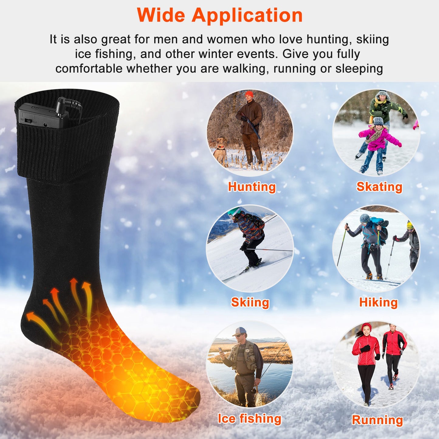 Unisex Electric Heated Socks Rechargeable Battery Heated Socks