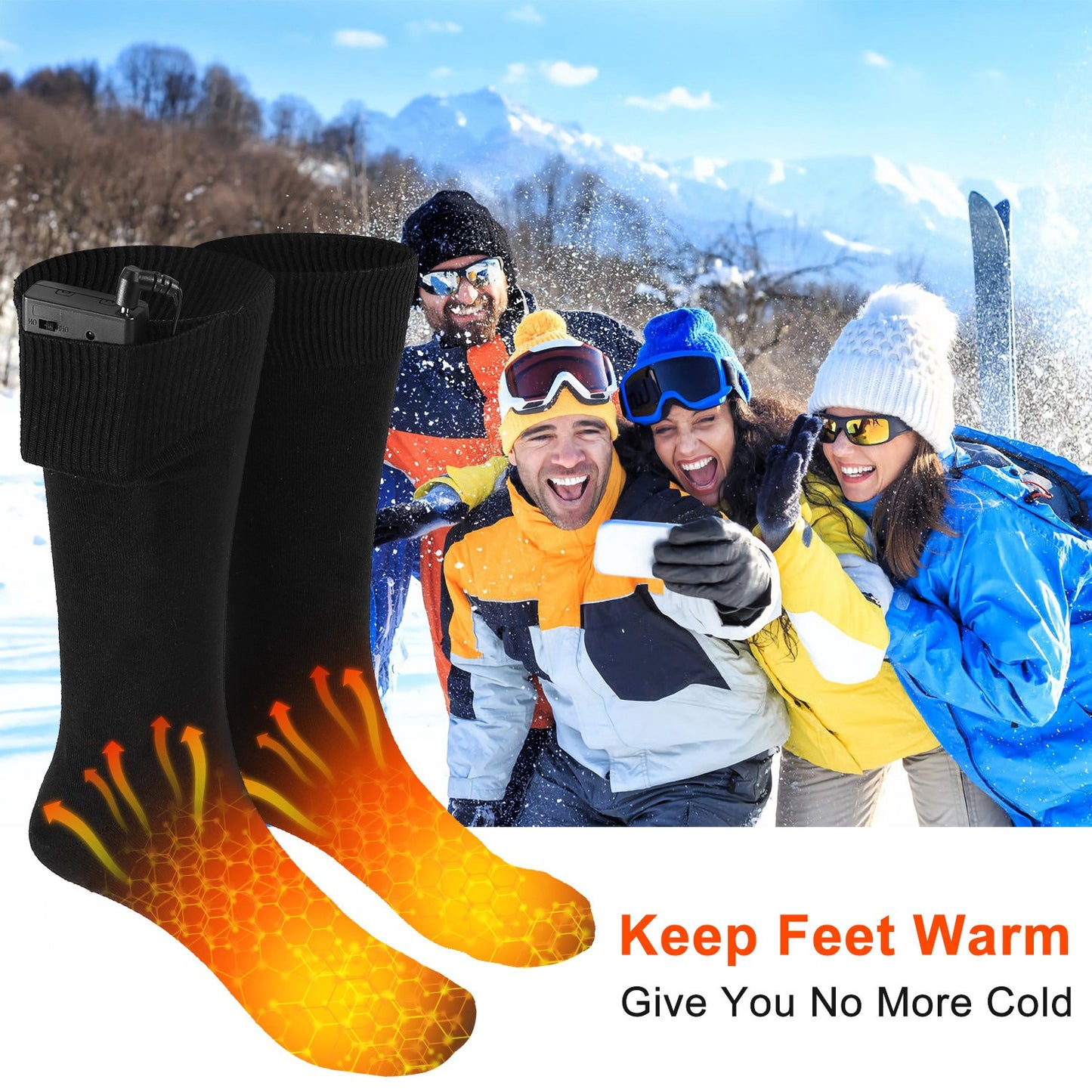 Unisex Electric Heated Socks Rechargeable Battery Heated Socks