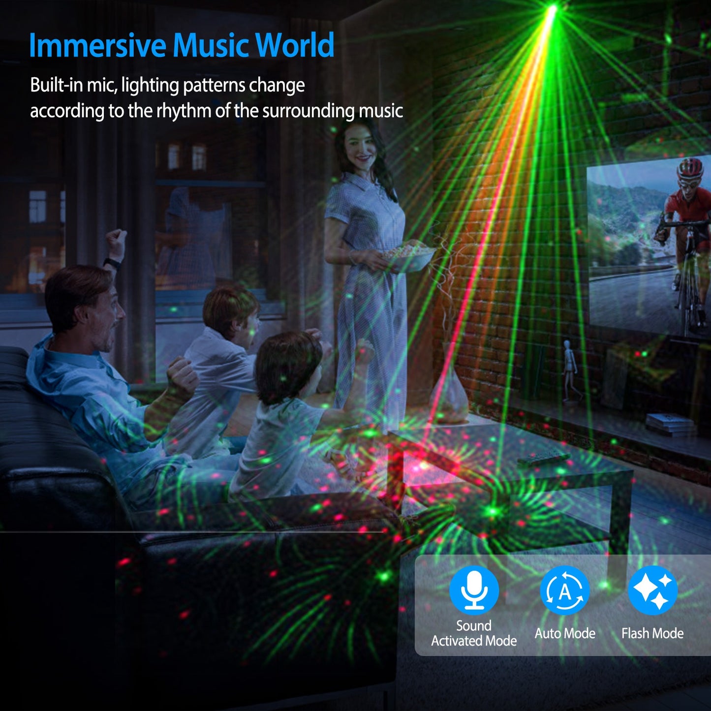 Sound Activated LED Projector Laser Patterns Laser Party Lights