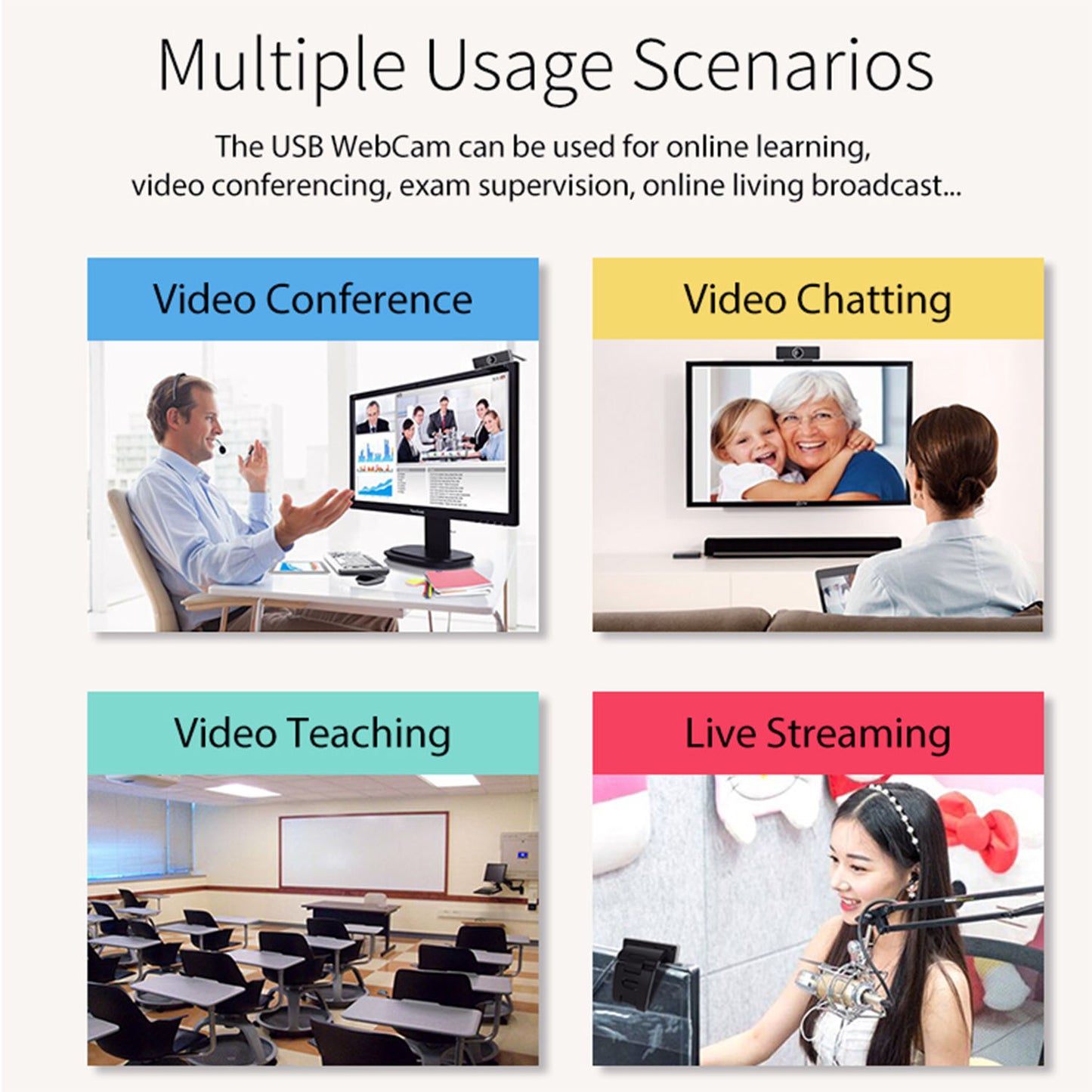 FHD 1080P Webcam USB PC Computer Webcam Auto Focus