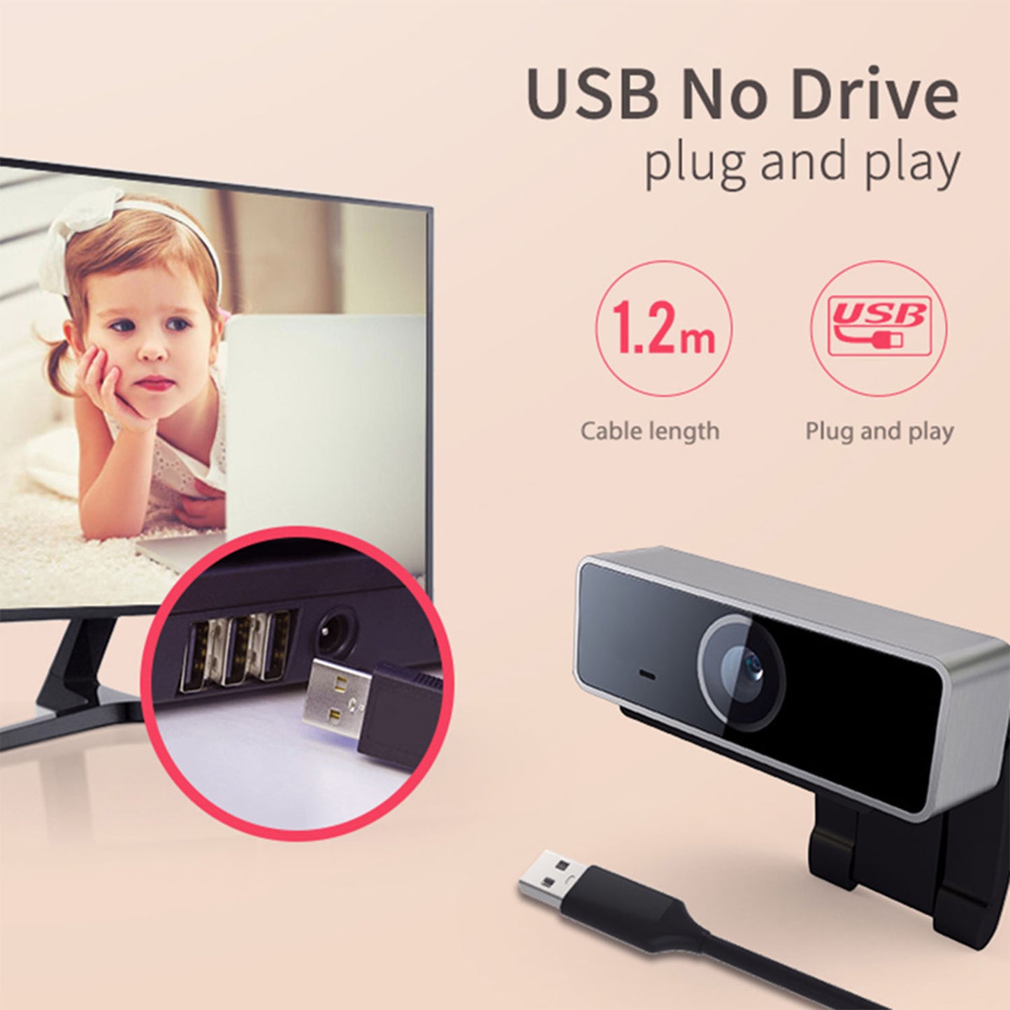 FHD 1080P Webcam USB PC Computer Webcam Auto Focus