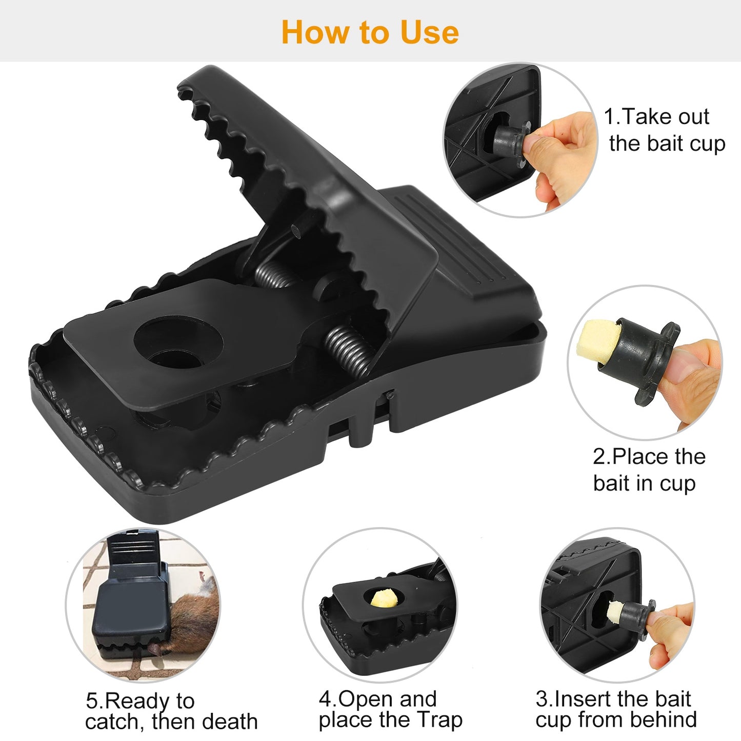 6 Pack Mouse Traps Reusable Rat Trap Mice Snap Trap Effective Mouse Catcher
