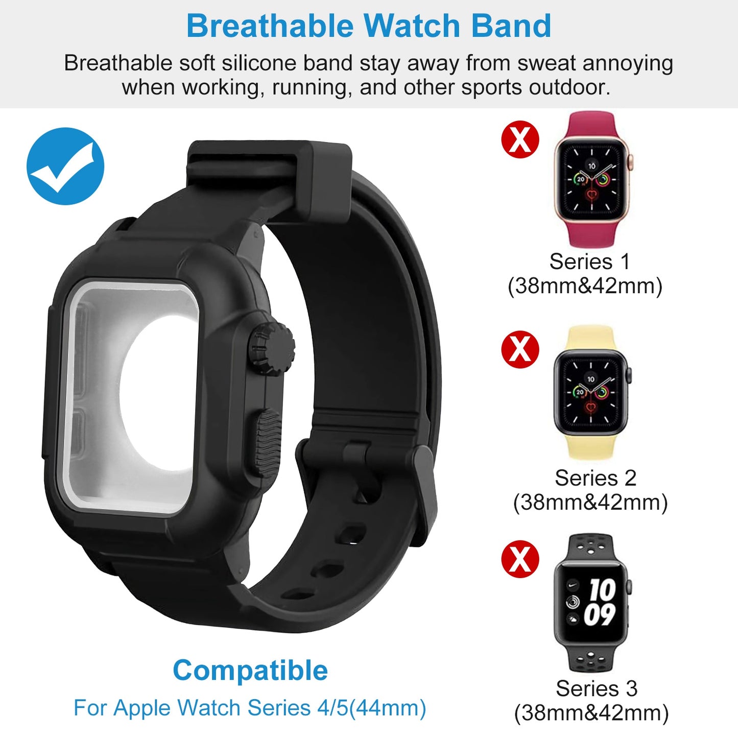 Compatible Case for Apple Watch Series 4/5 (40mm) IP 68 Waterproof Shockproof