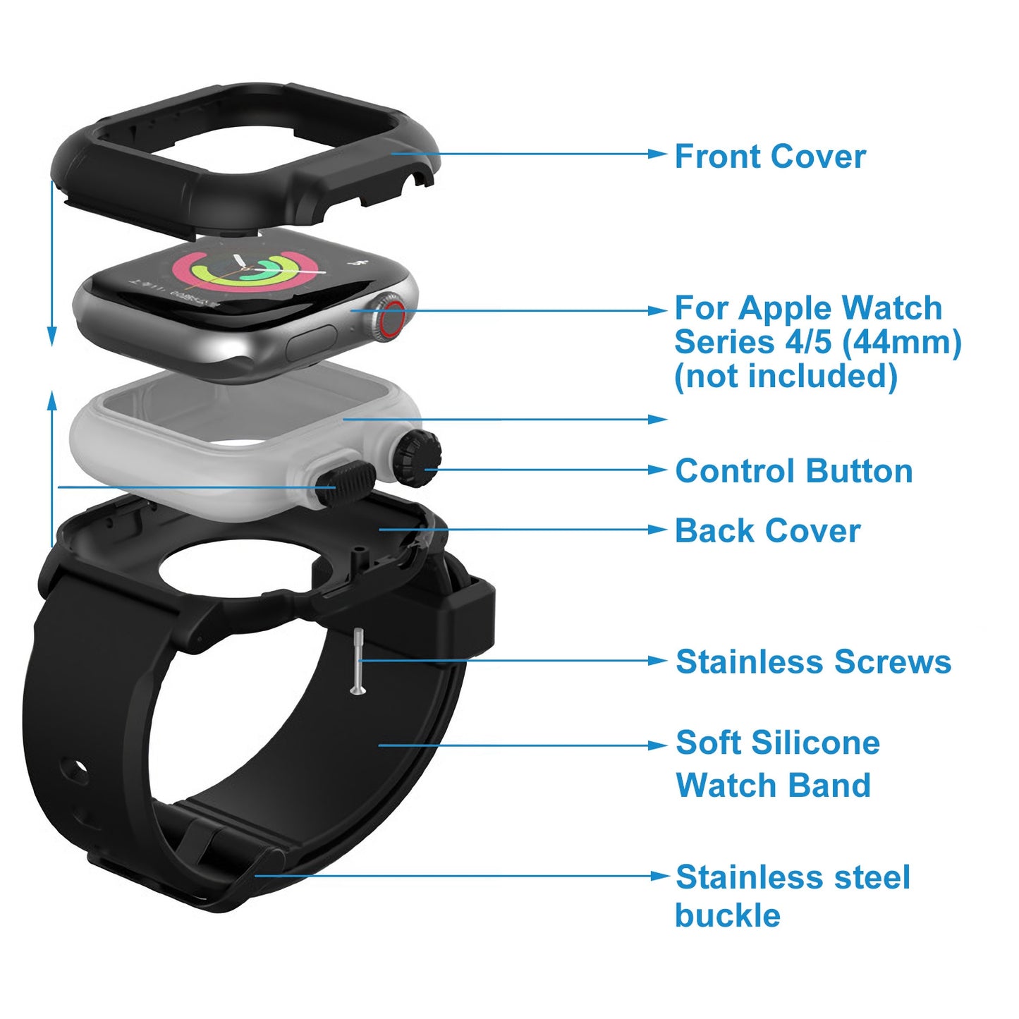 Compatible Case for Apple Watch Series 4/5 (40mm) IP 68 Waterproof Shockproof