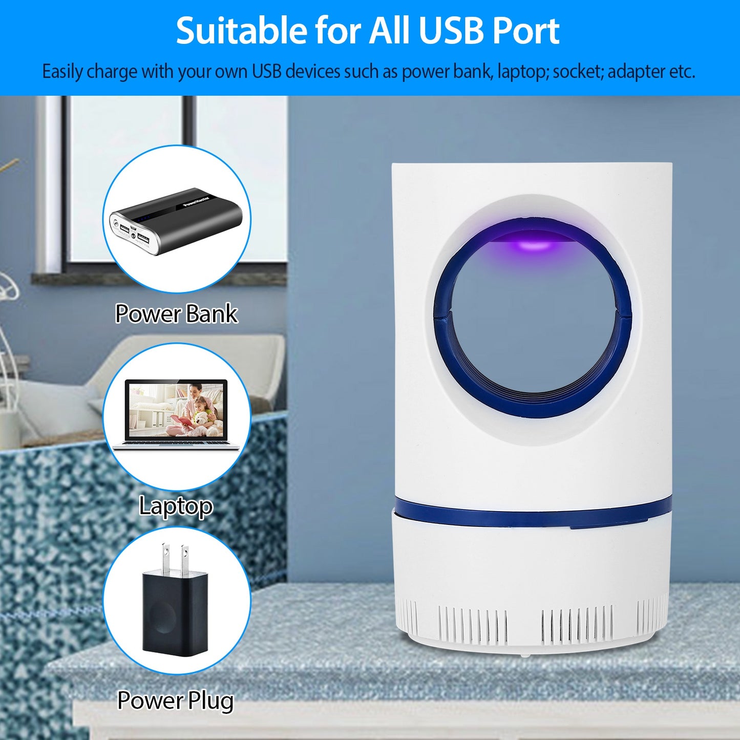 Electric Mosquito Trap Mosquito Killer Lamp with USB Power Fruit Fly Trap