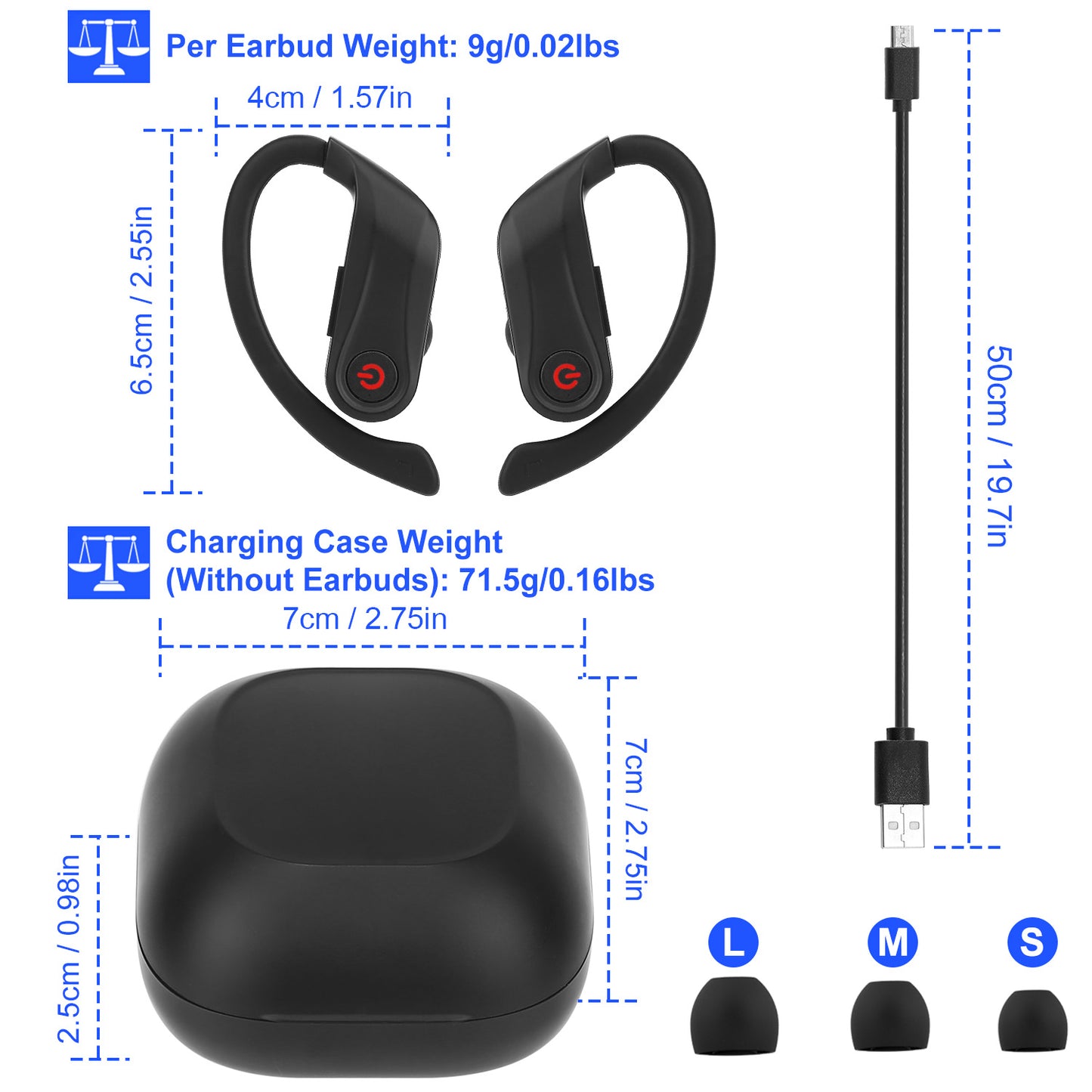 True Wireless Earbuds TWS Stereo Earphones In-Ear Wireless V5.0 Headsets