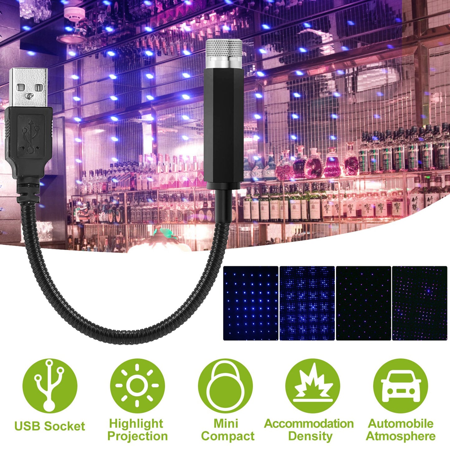 Car Star Projector Night Light Auto Roof Lights Romantic Flexible USB Night Lamp