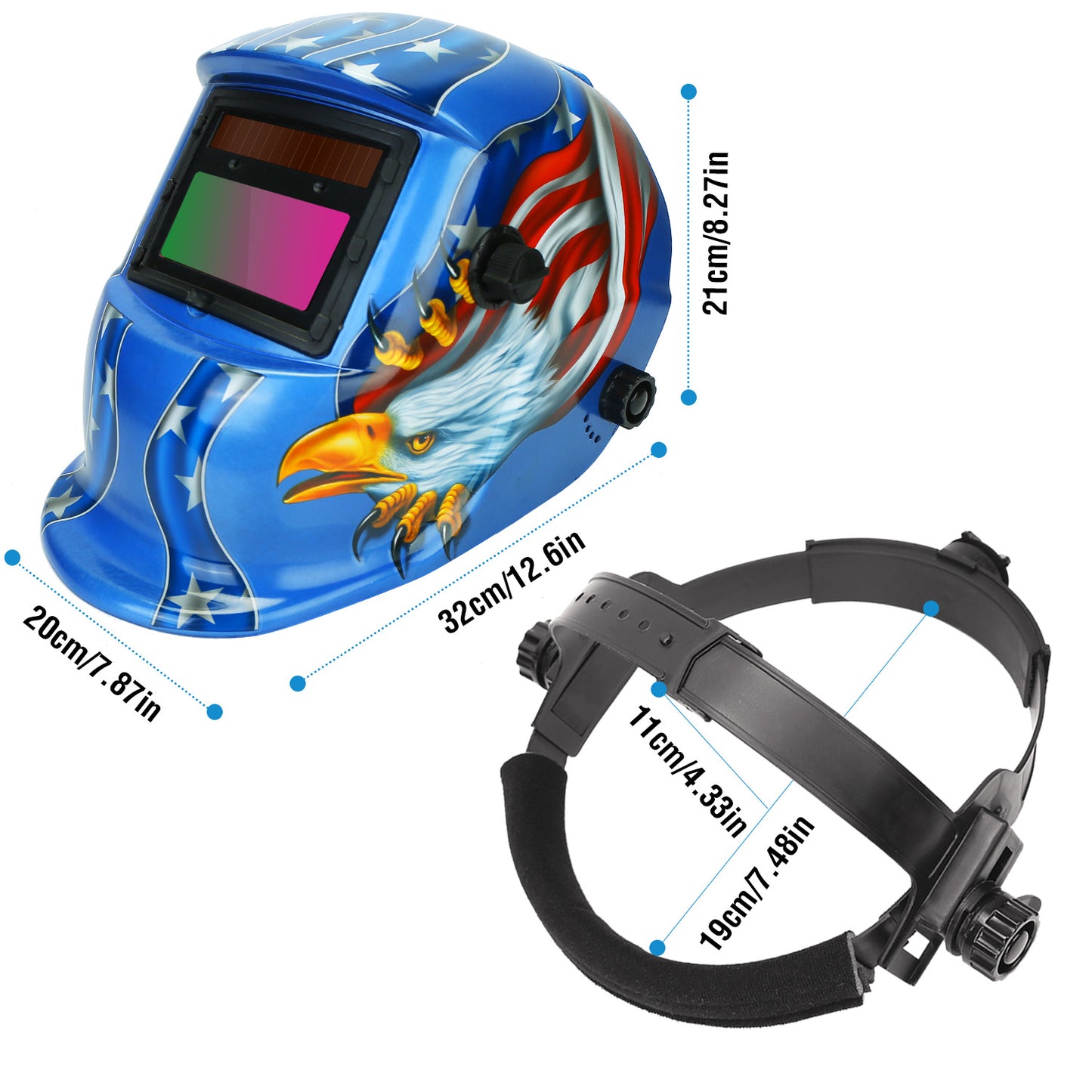Welding Helmet Solar Powered Auto Darkening Hood