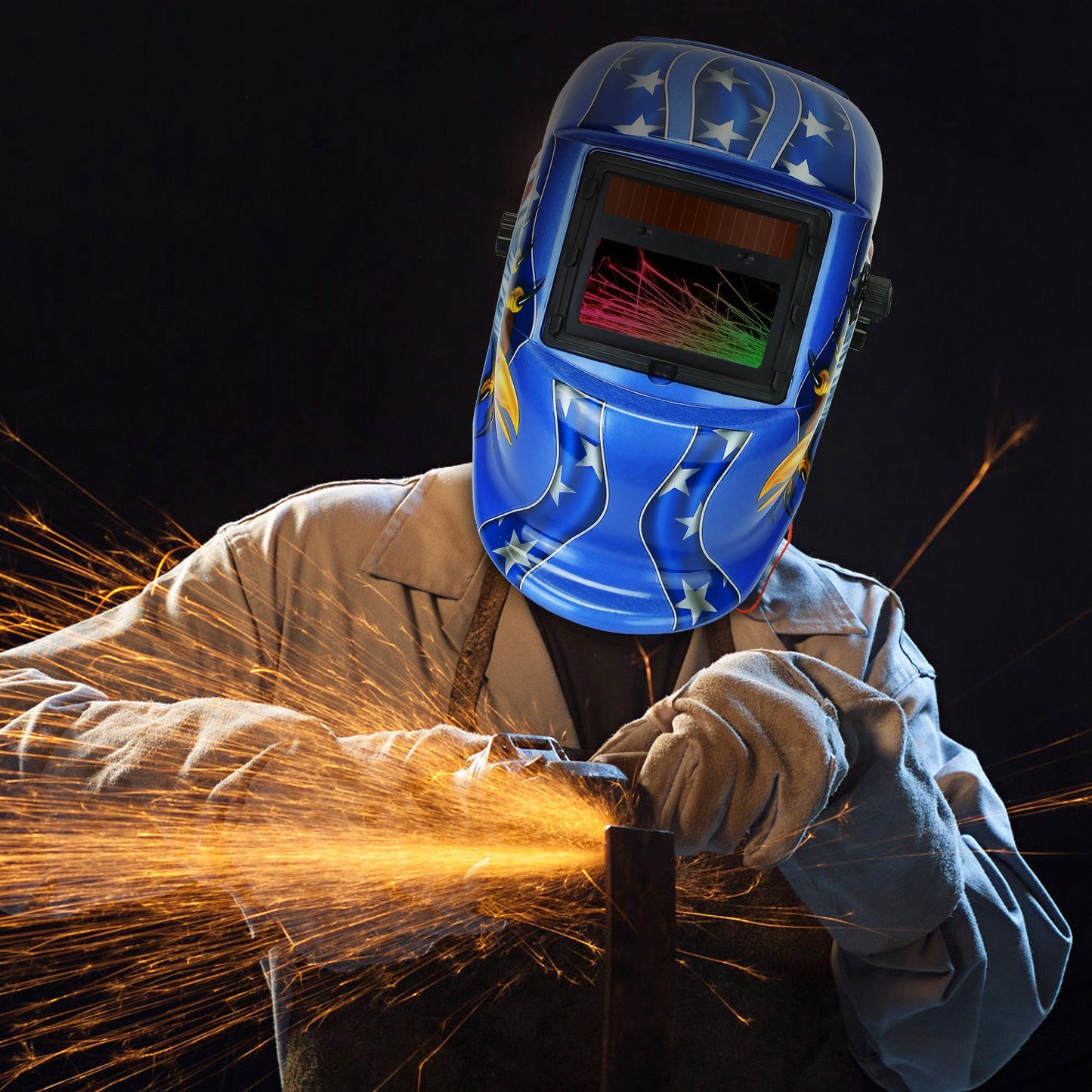 Welding Helmet Solar Powered Auto Darkening Hood
