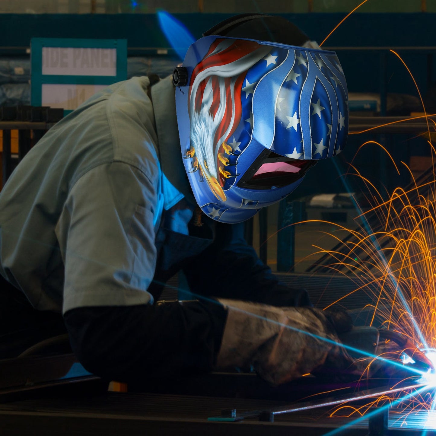 Welding Helmet Solar Powered Auto Darkening Hood