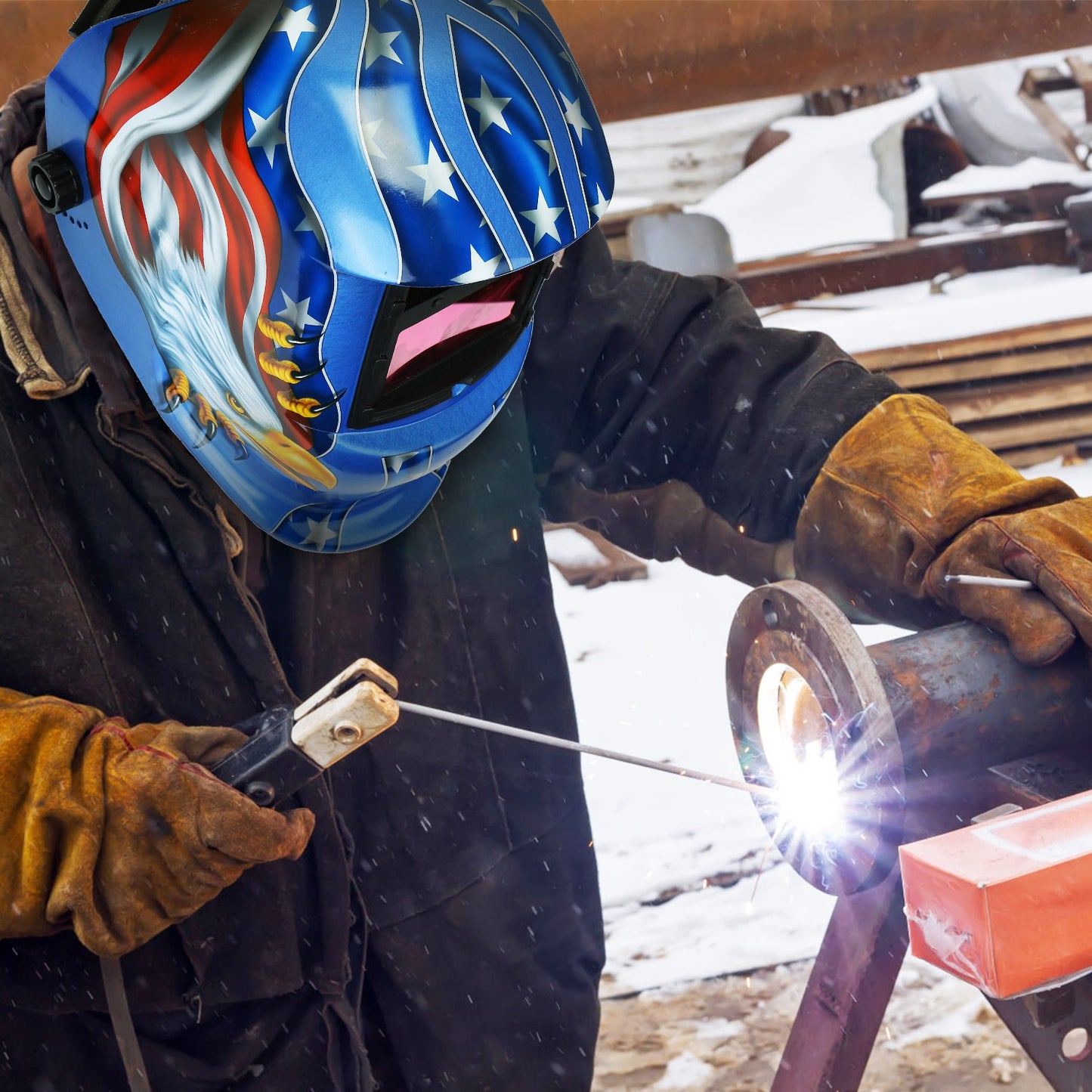 Welding Helmet Solar Powered Auto Darkening Hood