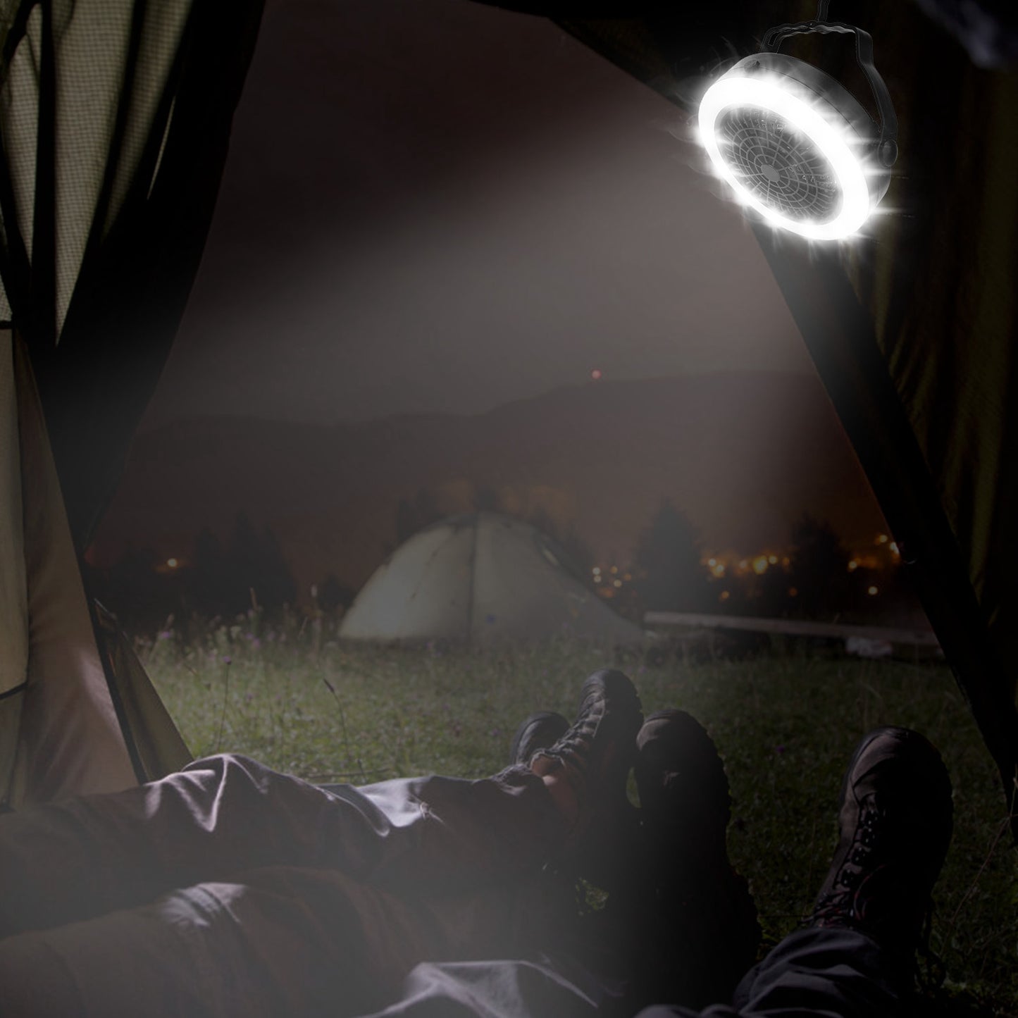 Portable Camping LED Fan 2 in 1 Outdoor Battery/USB Operated Hanging Hook