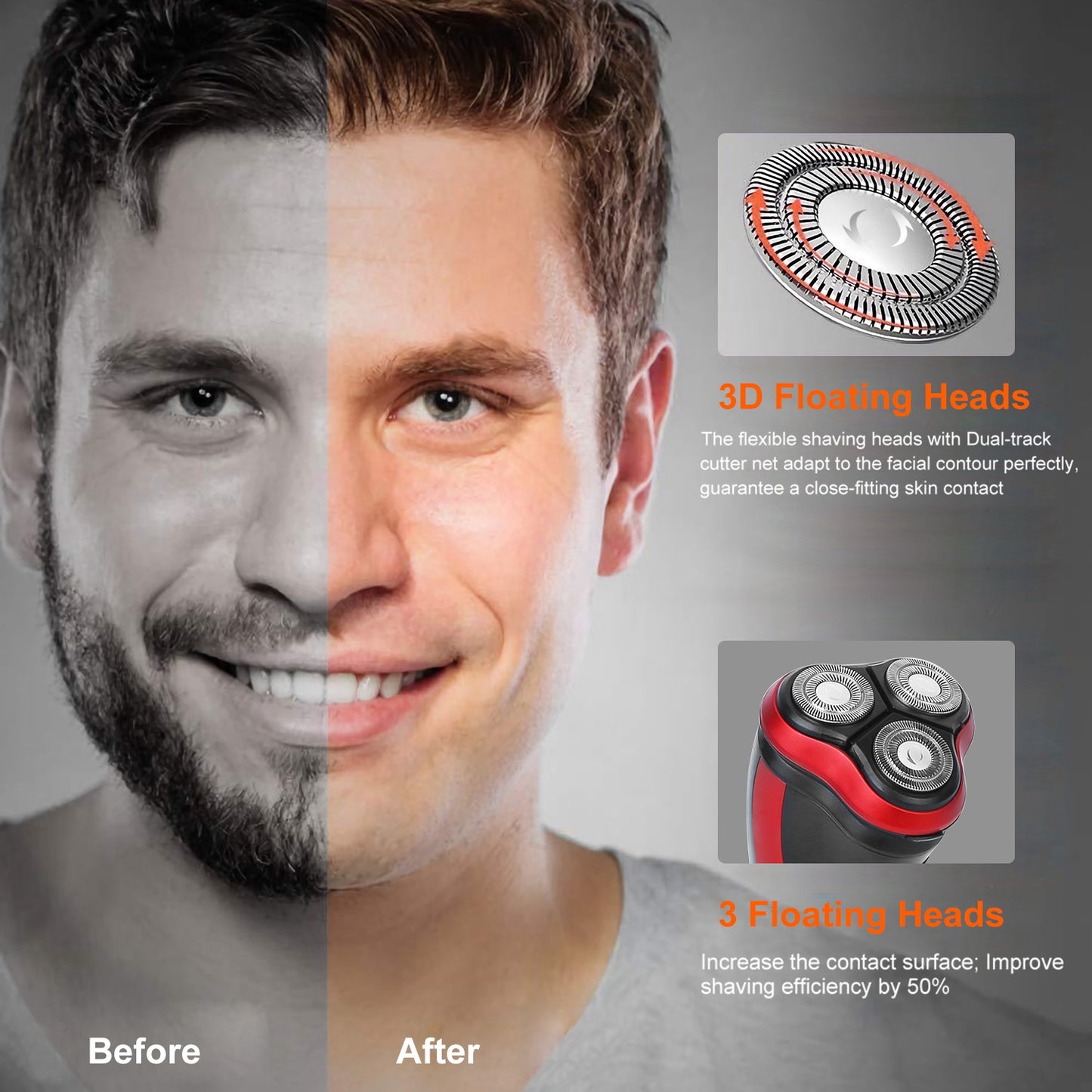 Electric Shaver Razor for Men IPX7 Waterproof Beard Trimmer