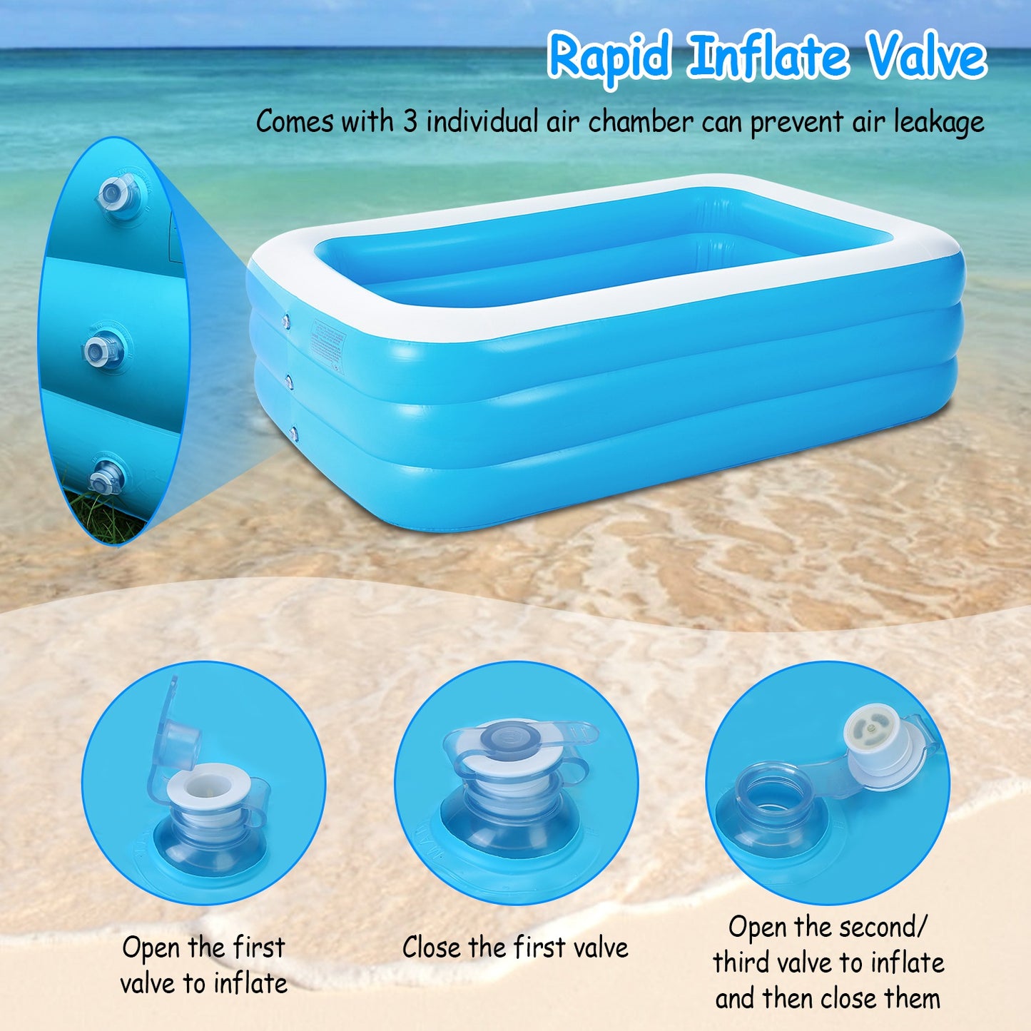 Inflatable Swimming Pools Family Swim Play Center Pool Blue