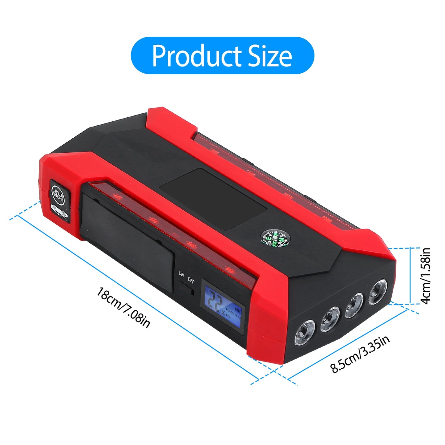iNova Car Jump Starter Booster 1000A Peak 20000mAh 12V Battery Charger