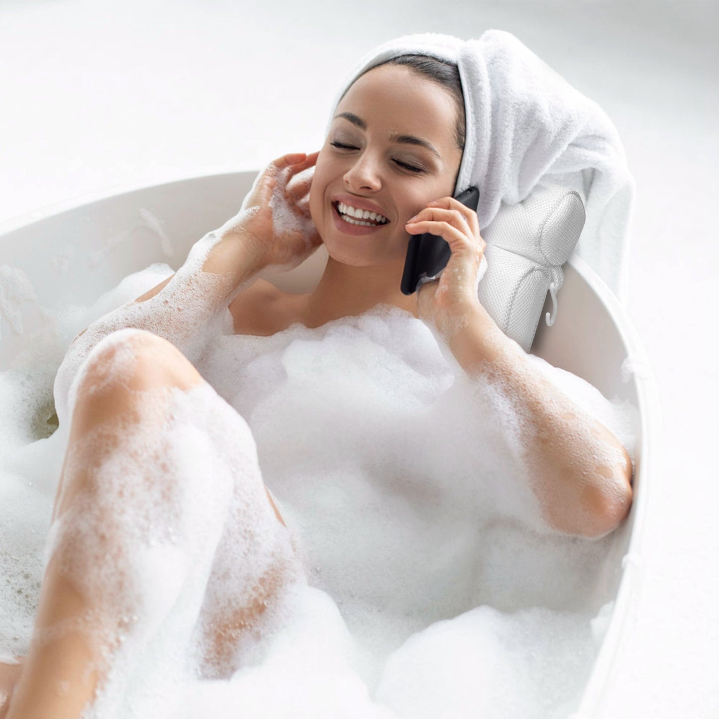 Bathtub Pillow Suction Cup Bath Pillow Air Mesh Breathable Spa Bath Pillow