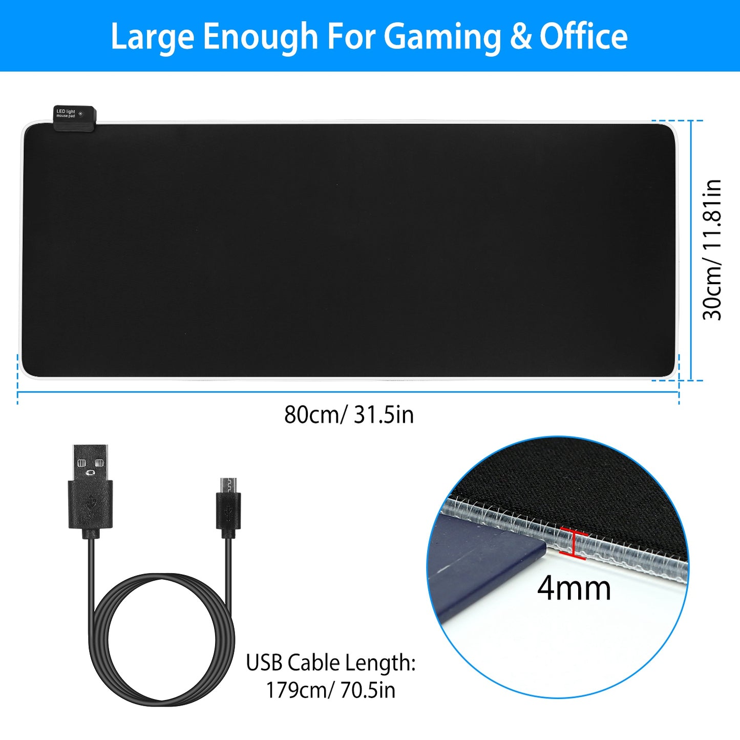 Large LED Gaming Mouse Pad RGB Computer Keyboard Mouse Mat