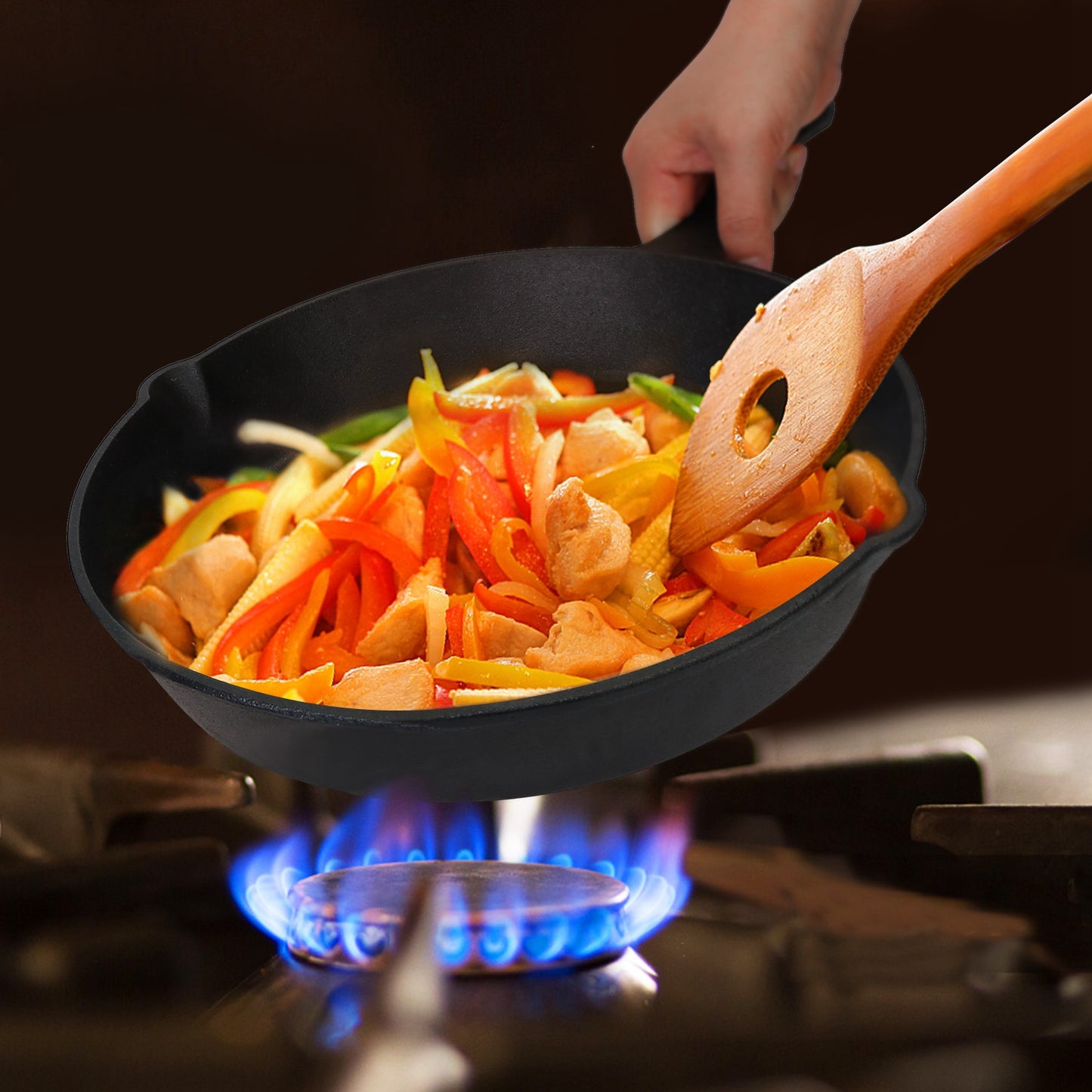 3Pcs Pre-Seasoned Cast Iron Skillet Set 6/8/10in Non-Stick Oven