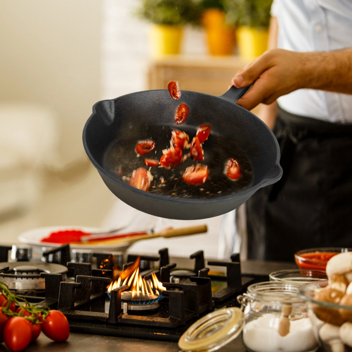 3Pcs Pre-Seasoned Cast Iron Skillet Set 6/8/10in Non-Stick Oven