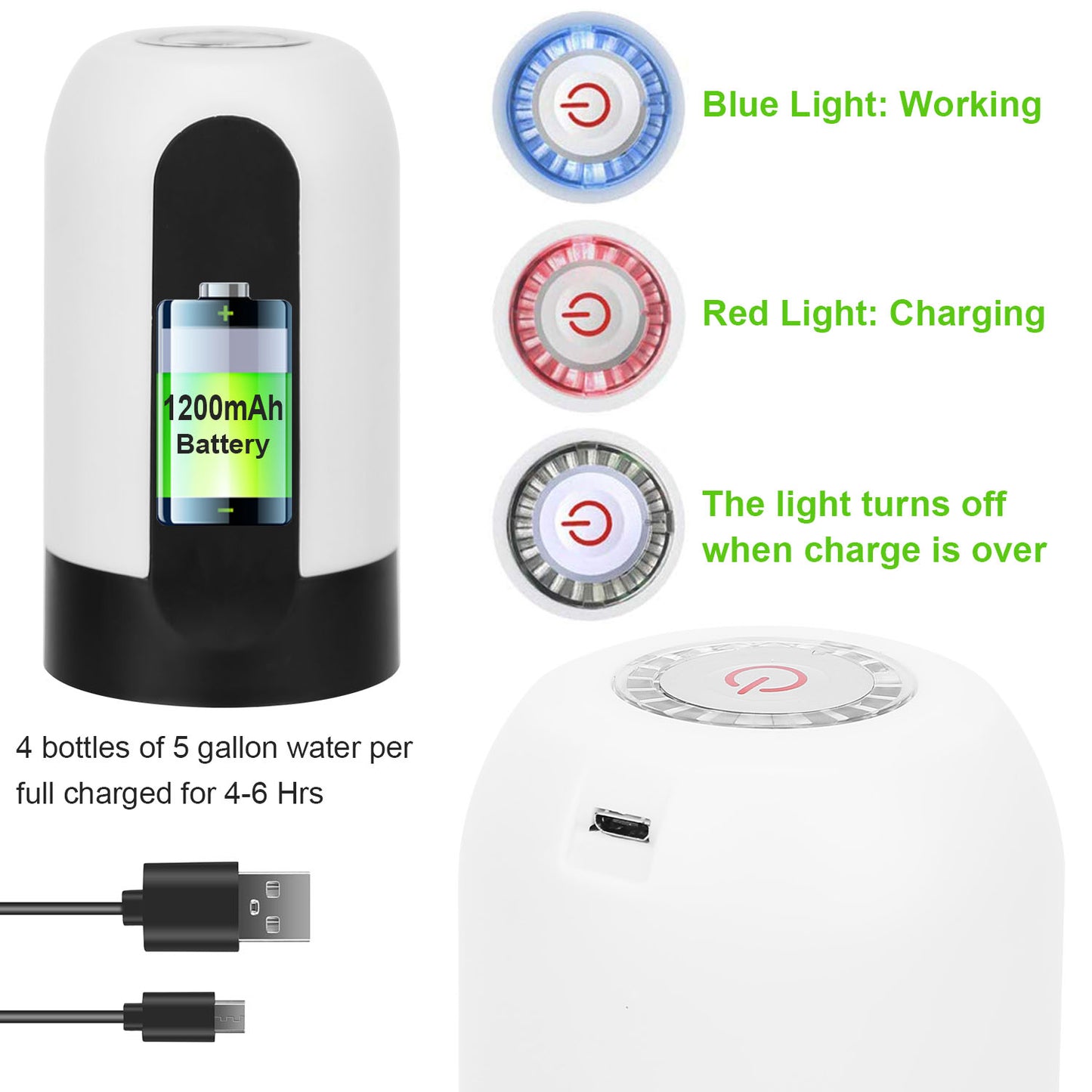 Electric Water Bottle Dispenser Rechargeable Automatic Drinking Water Bottle