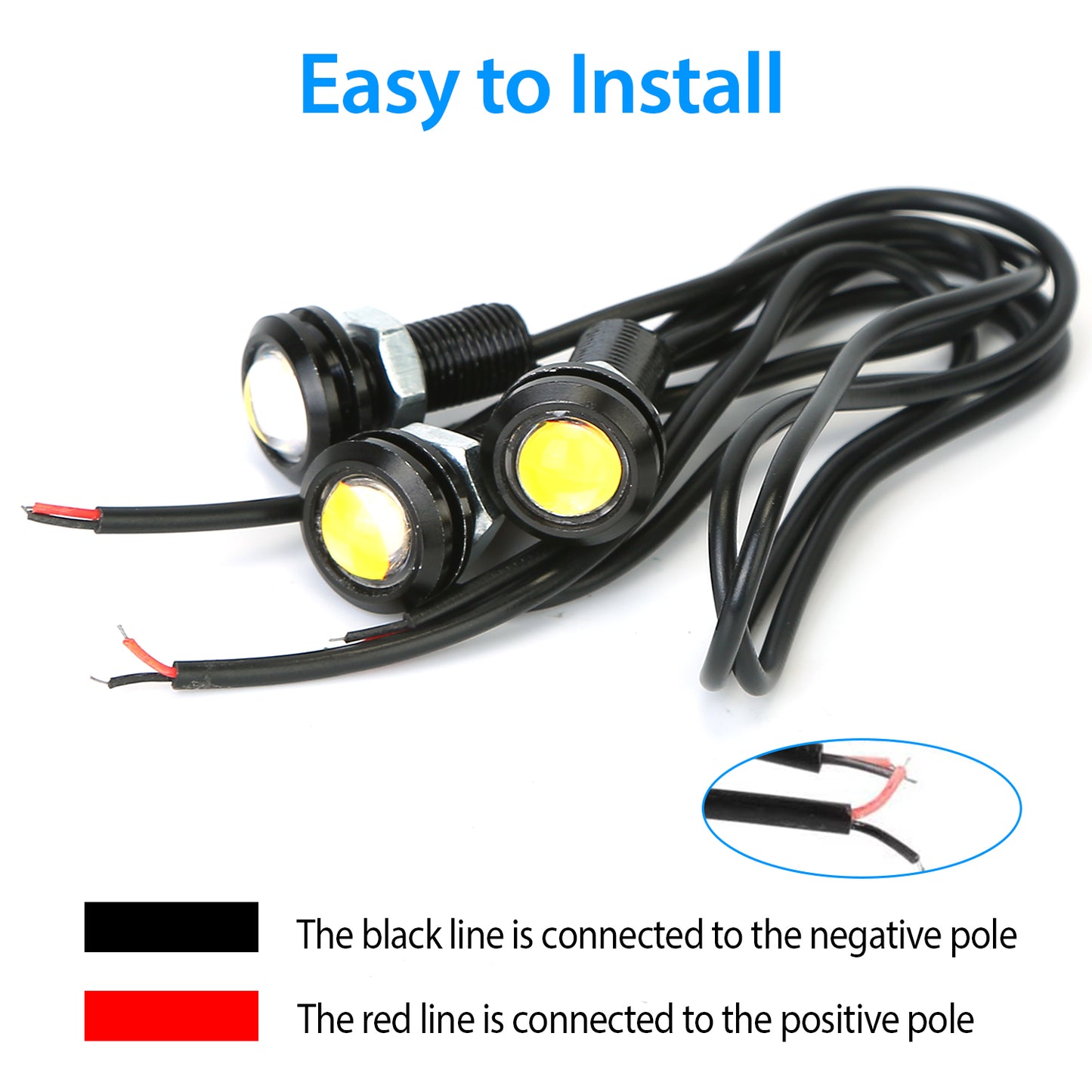 3Pcs Amber Eagle Eye LED Light Bulbs 12V 18MM Waterproof DRL Lights