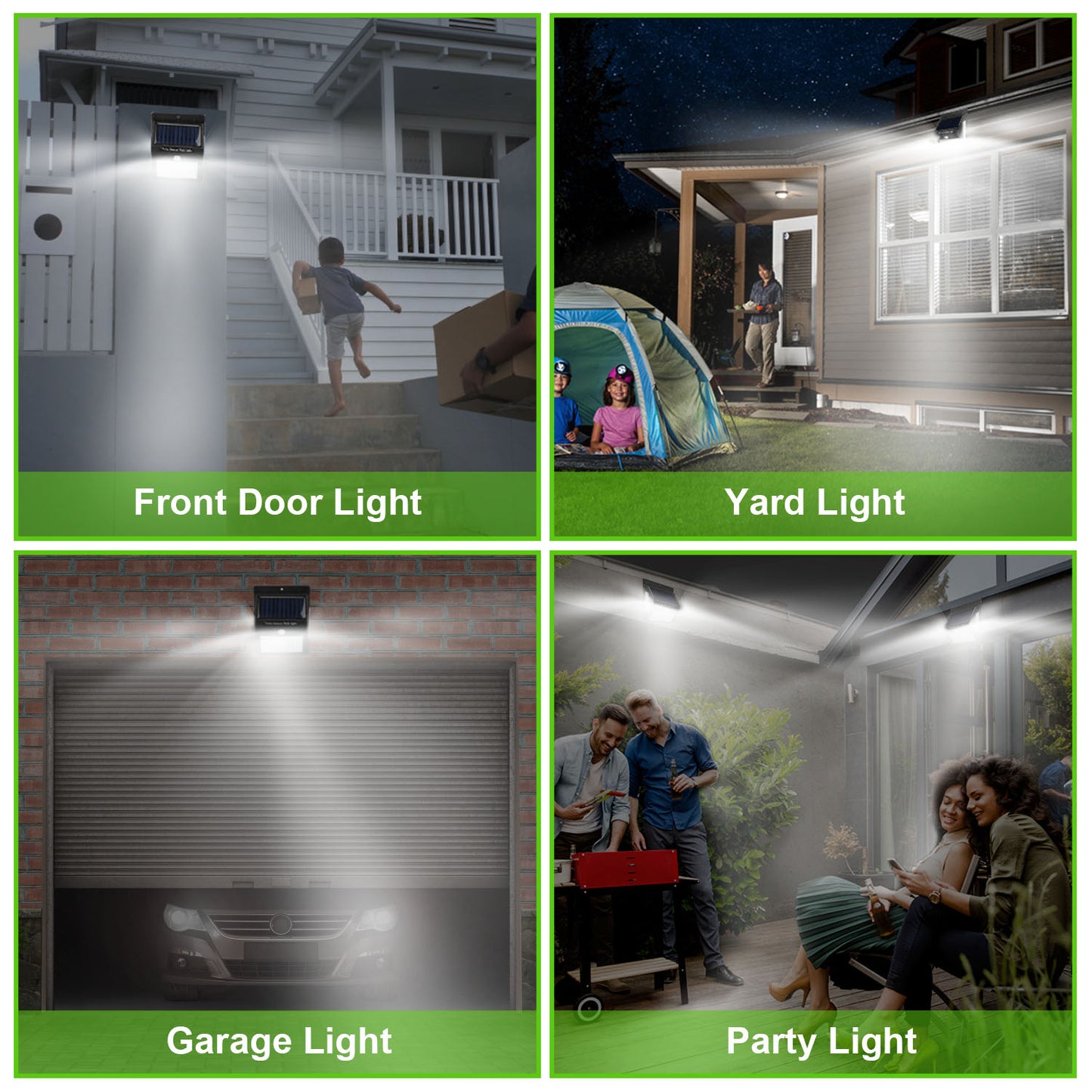 Solar Wall Light Outdoor 100 LEDs PIR Motion Sensor Lamps IP65 Waterproof Lighting for Garage Front Door Garden Pathway
