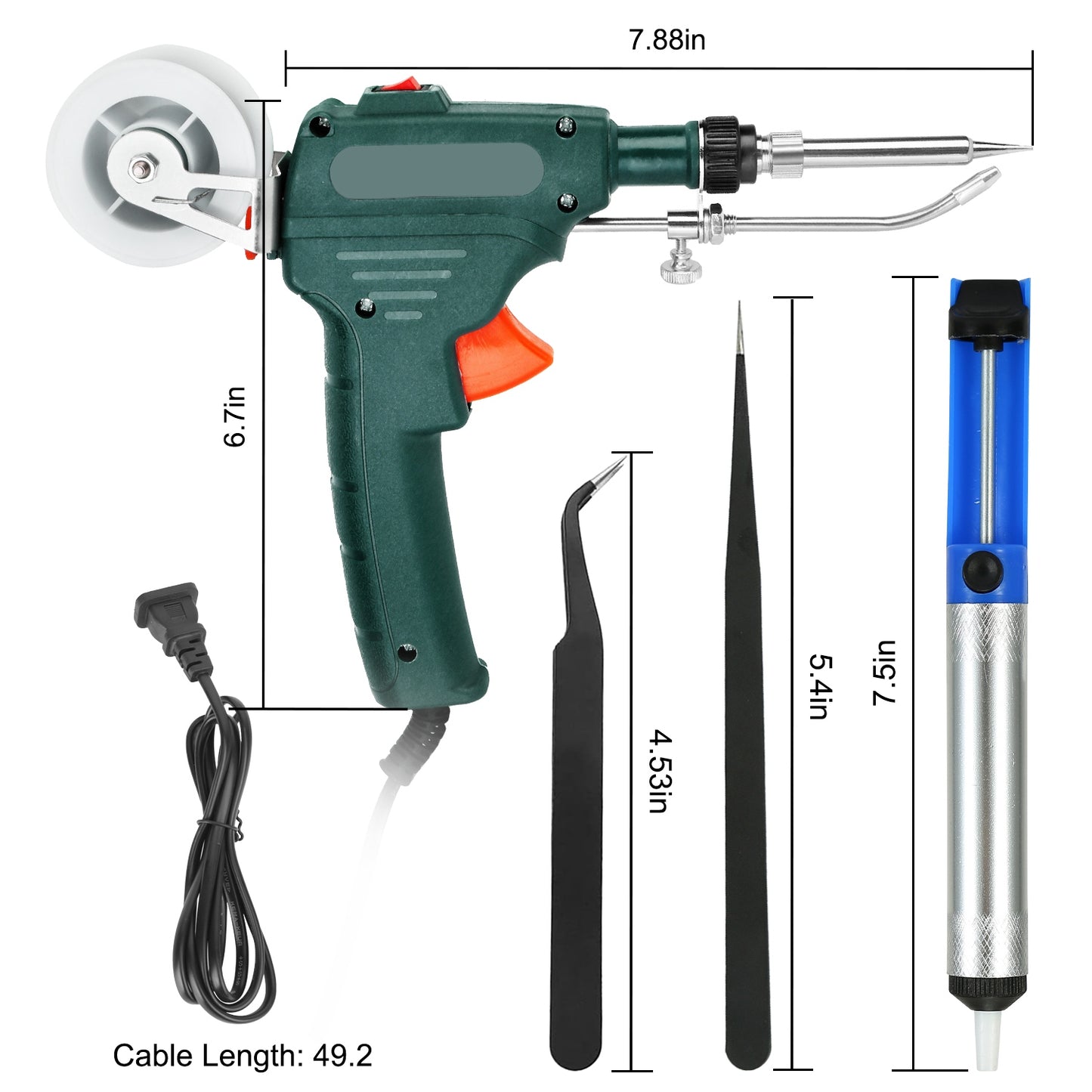 Soldering Iron Gun Kit 5 in 1 Automatic Hand-held 60W Soldering Feed Welding Tool w/ Bracket Desoldering Pump for Circuit-Board Welding