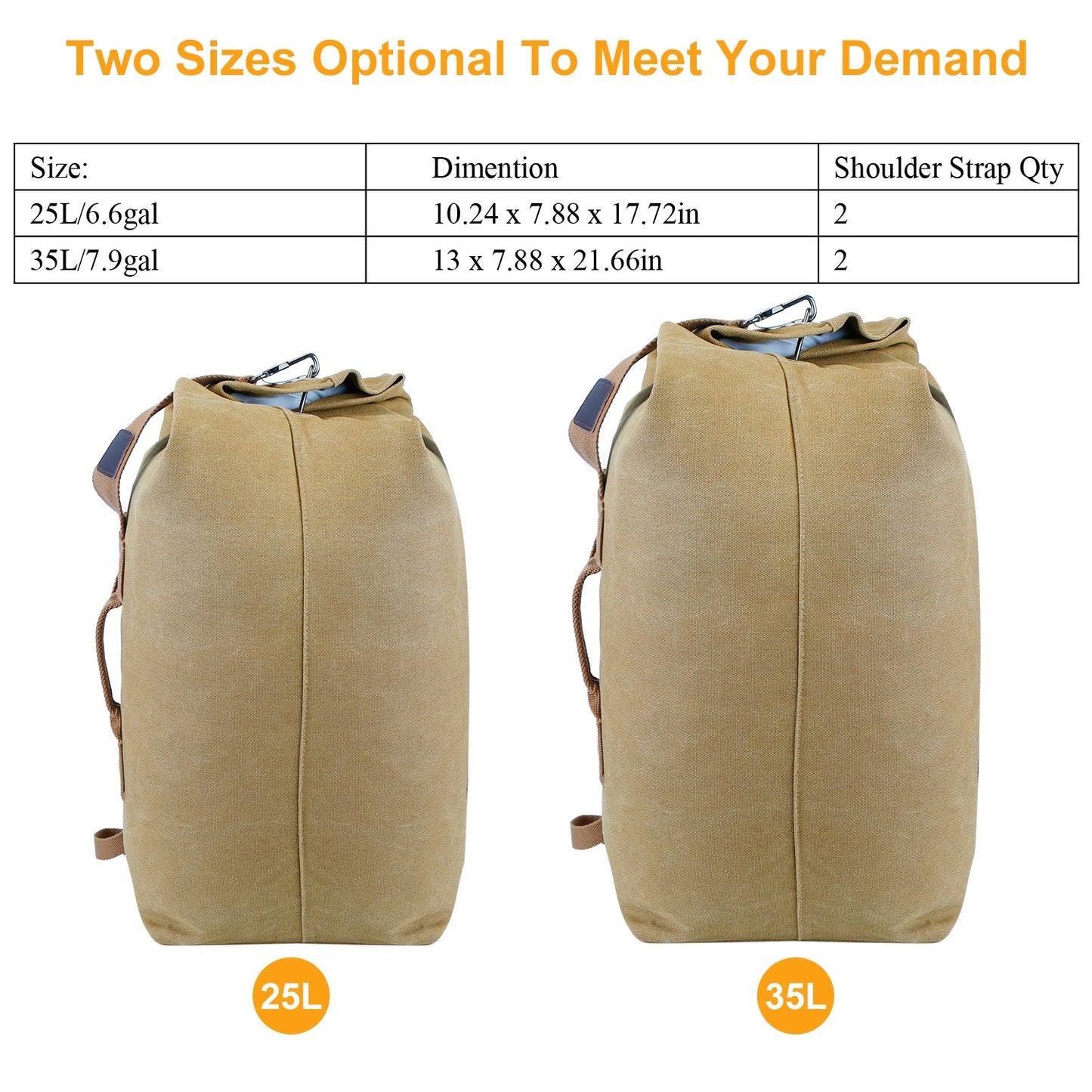 Canvas Backpack Outdoors 35L Travel Laptop Bag Camping Hiking