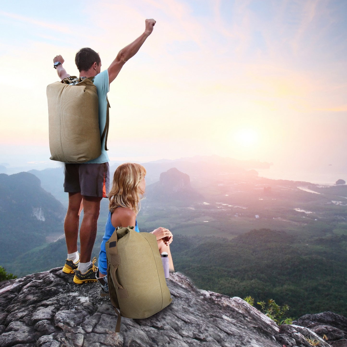 Canvas Backpack Outdoors 35L Travel Laptop Bag Camping Hiking