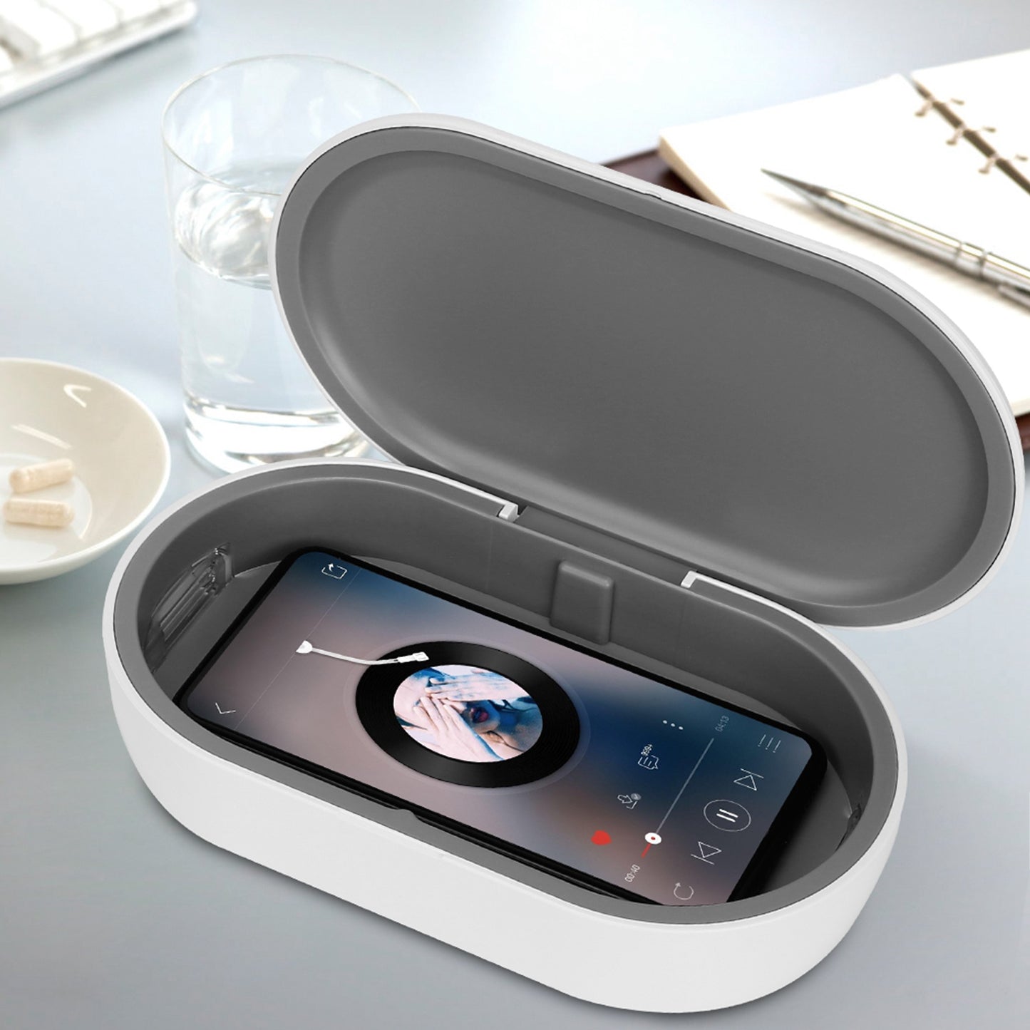 UV Light Sanitizer Box Portable 10W Phone Wireless Charging Disinfection Lamp w/ Aroma Diffuser Sterilizing Box For Jewelry Watch Wallet Key