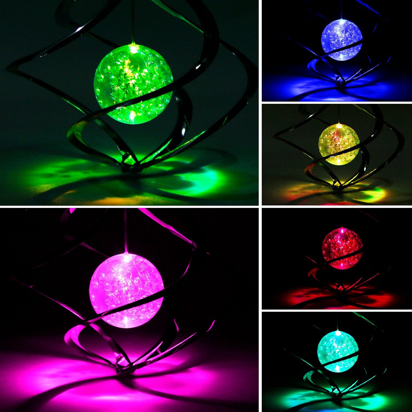 Spiral Spinner Solar Lights Wind Chime LED Color Changing Hanging Wind Lamp Waterproof Decorative Night Lamp For Lawn Yard Balcony Porch