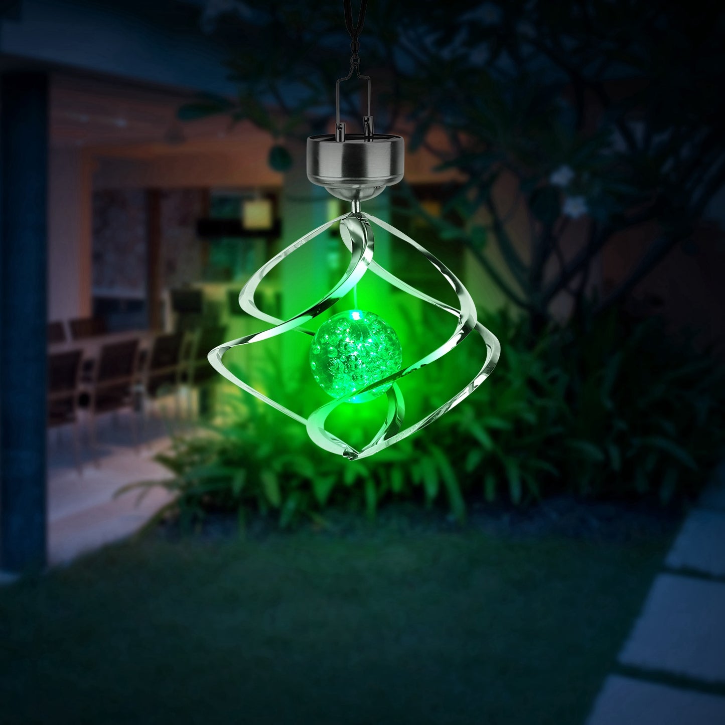 Spiral Spinner Solar Lights Wind Chime LED Color Changing Hanging Wind Lamp Waterproof Decorative Night Lamp For Lawn Yard Balcony Porch