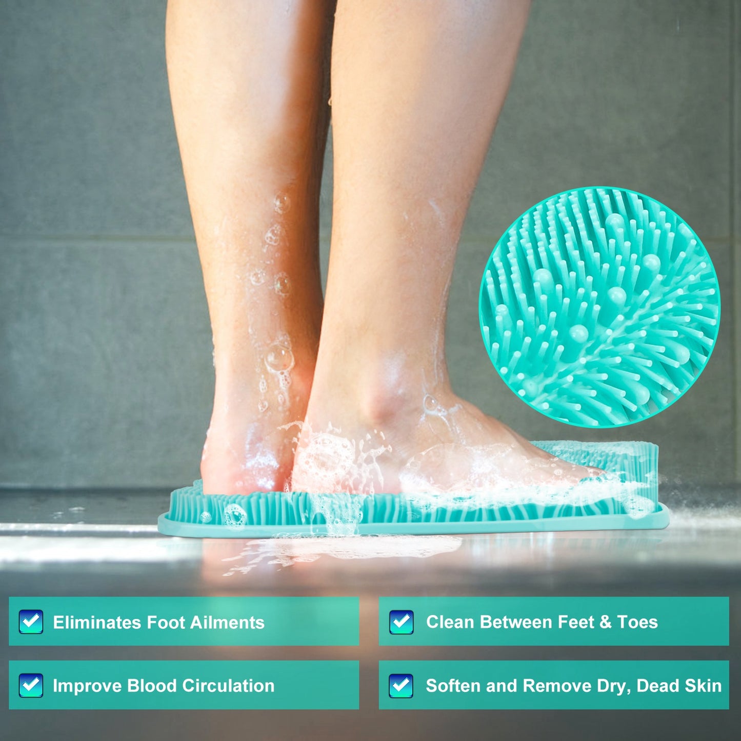 Shower Foot Scrubber Foot Massager Exfoliation Cleaner Mat Improve Foot Circulation Scrubber w/ Anti-slip Suction Cups Pink