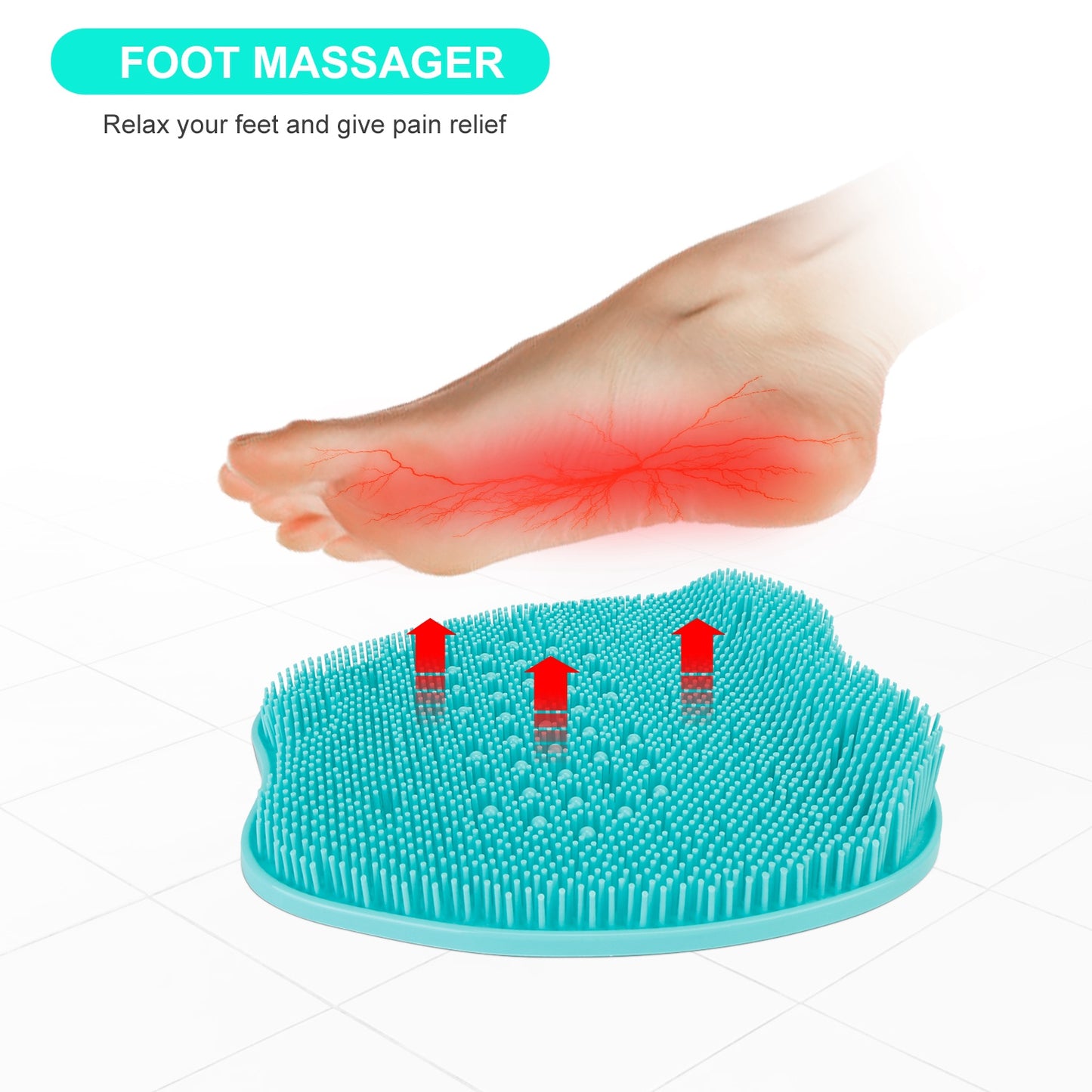 Shower Foot Scrubber Foot Massager Exfoliation Cleaner Mat Improve Foot Circulation Scrubber w/ Anti-slip Suction Cups Pink