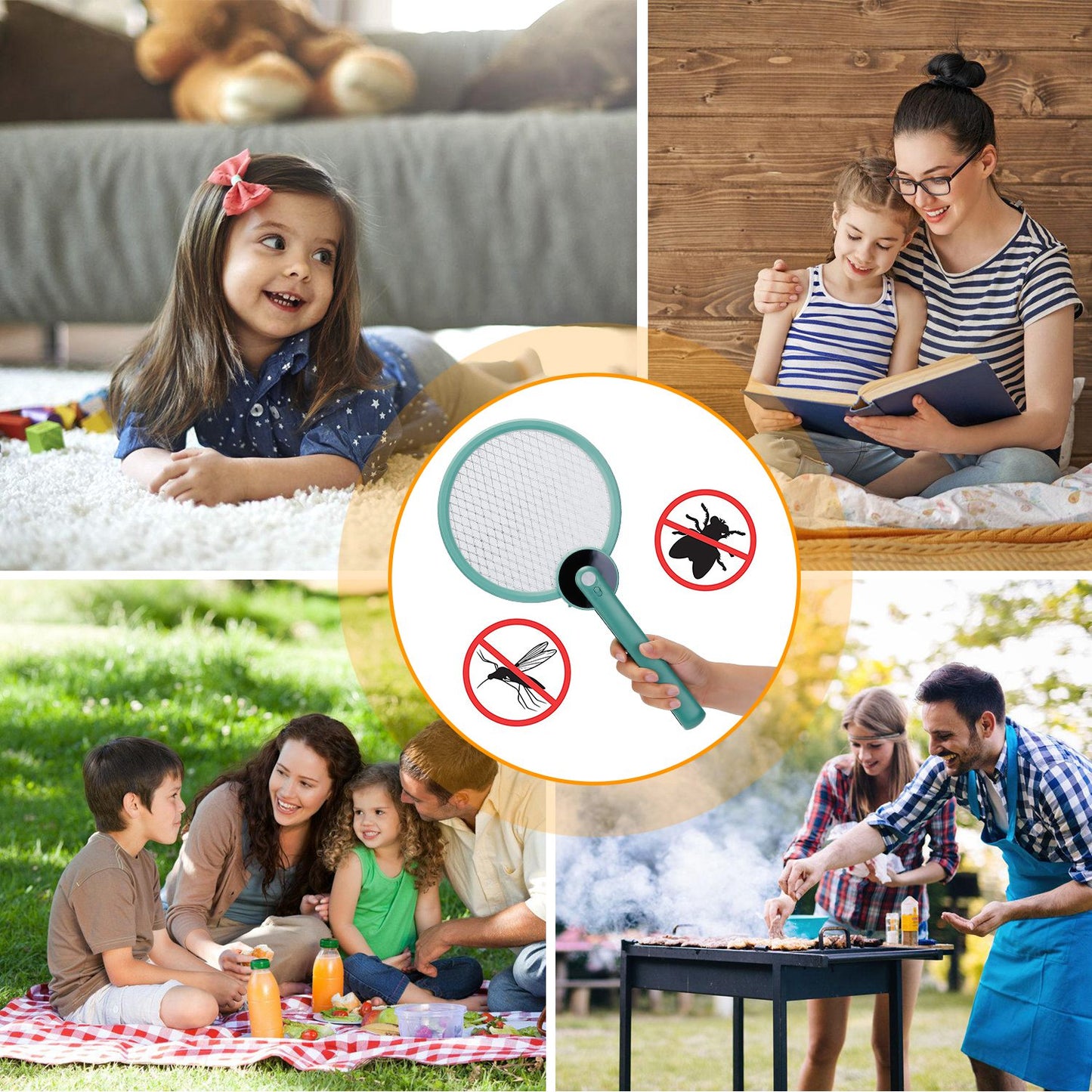 Electric Mosquito Swatter Bug Zapper Fly Insect Killer Lamp 2 in 1 Foldable Harmless Odorless Noiseless Trap Catcher