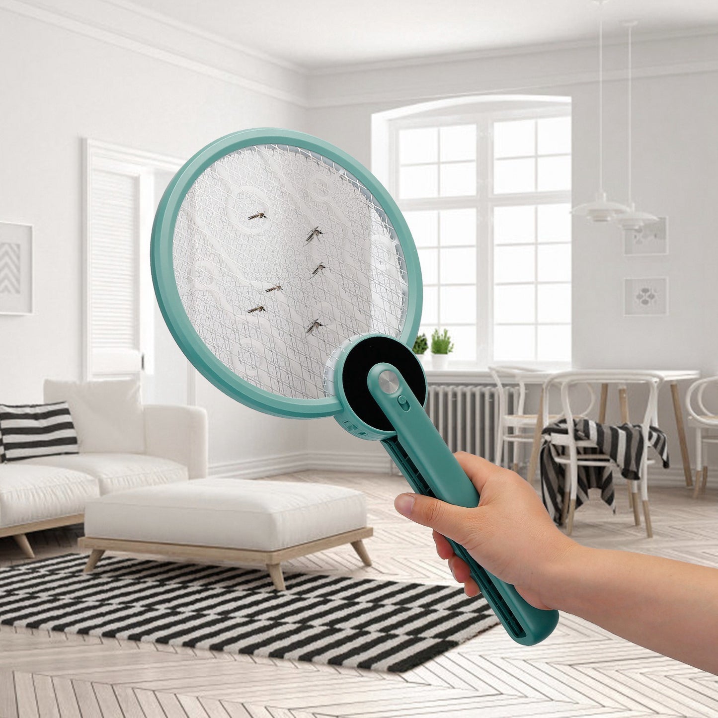 Electric Mosquito Swatter Bug Zapper Fly Insect Killer Lamp 2 in 1 Foldable Harmless Odorless Noiseless Trap Catcher
