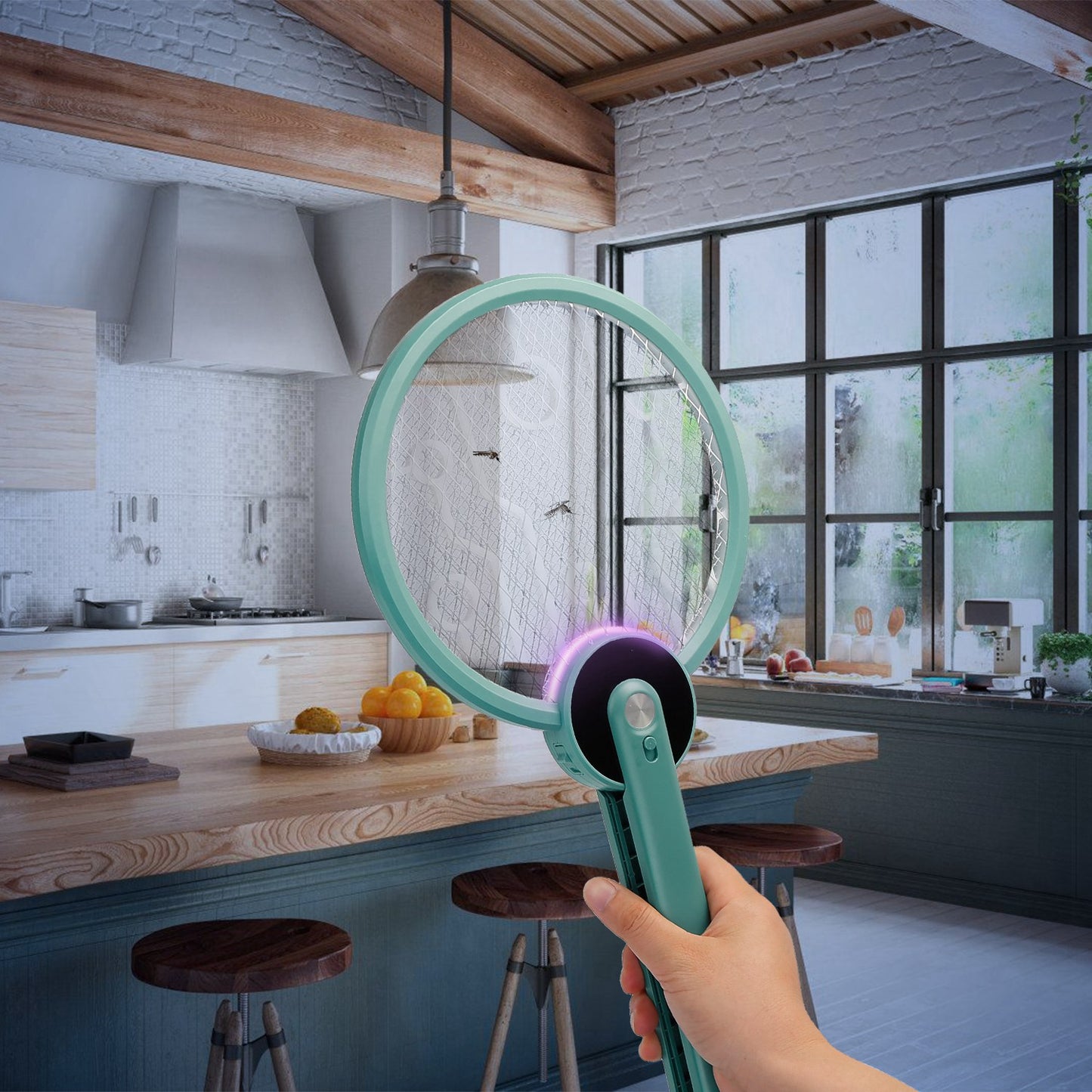 Electric Mosquito Swatter Bug Zapper Fly Insect Killer Lamp 2 in 1 Foldable Harmless Odorless Noiseless Trap Catcher